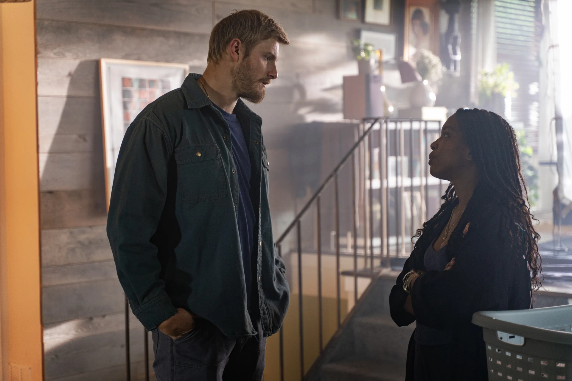 Alexander Ludwig and Jessica Frances Dukes in Earth Abides (2024)