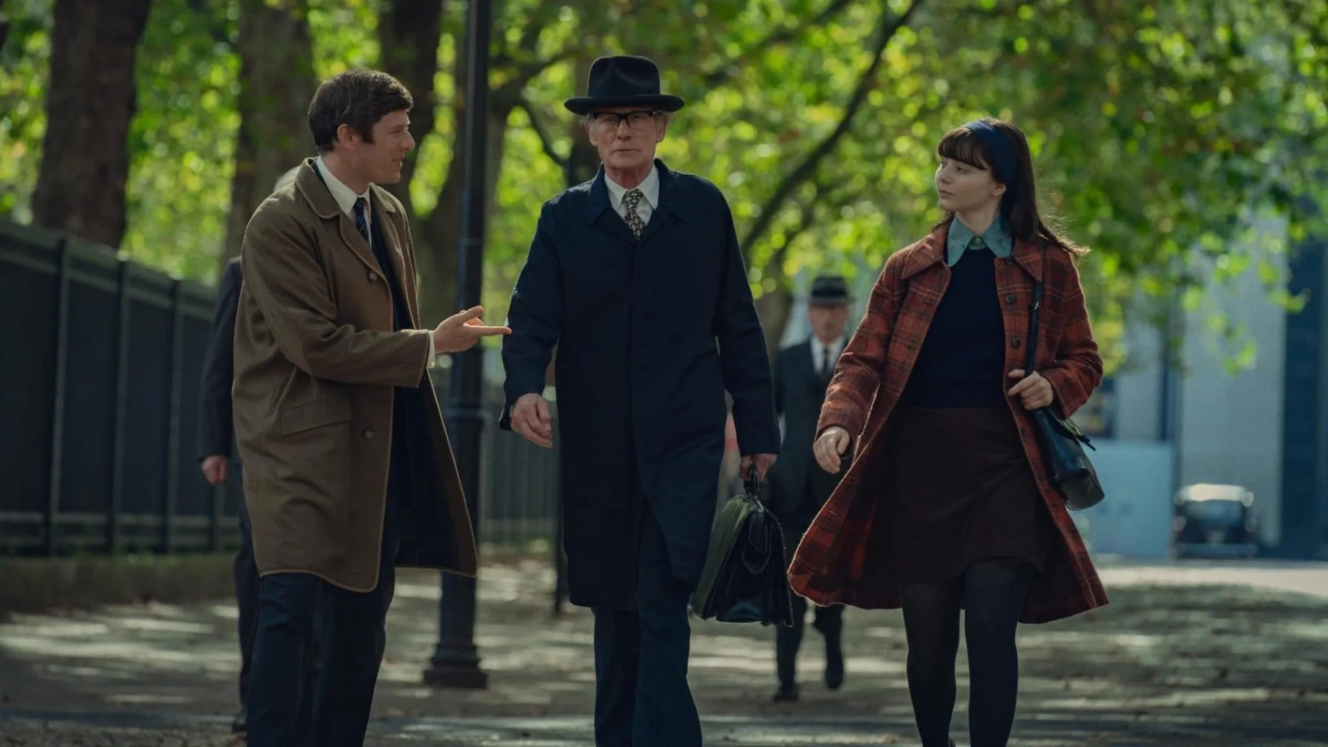 Bill Nighy, James Norton, and Thomasin McKenzie in Joy (2024)