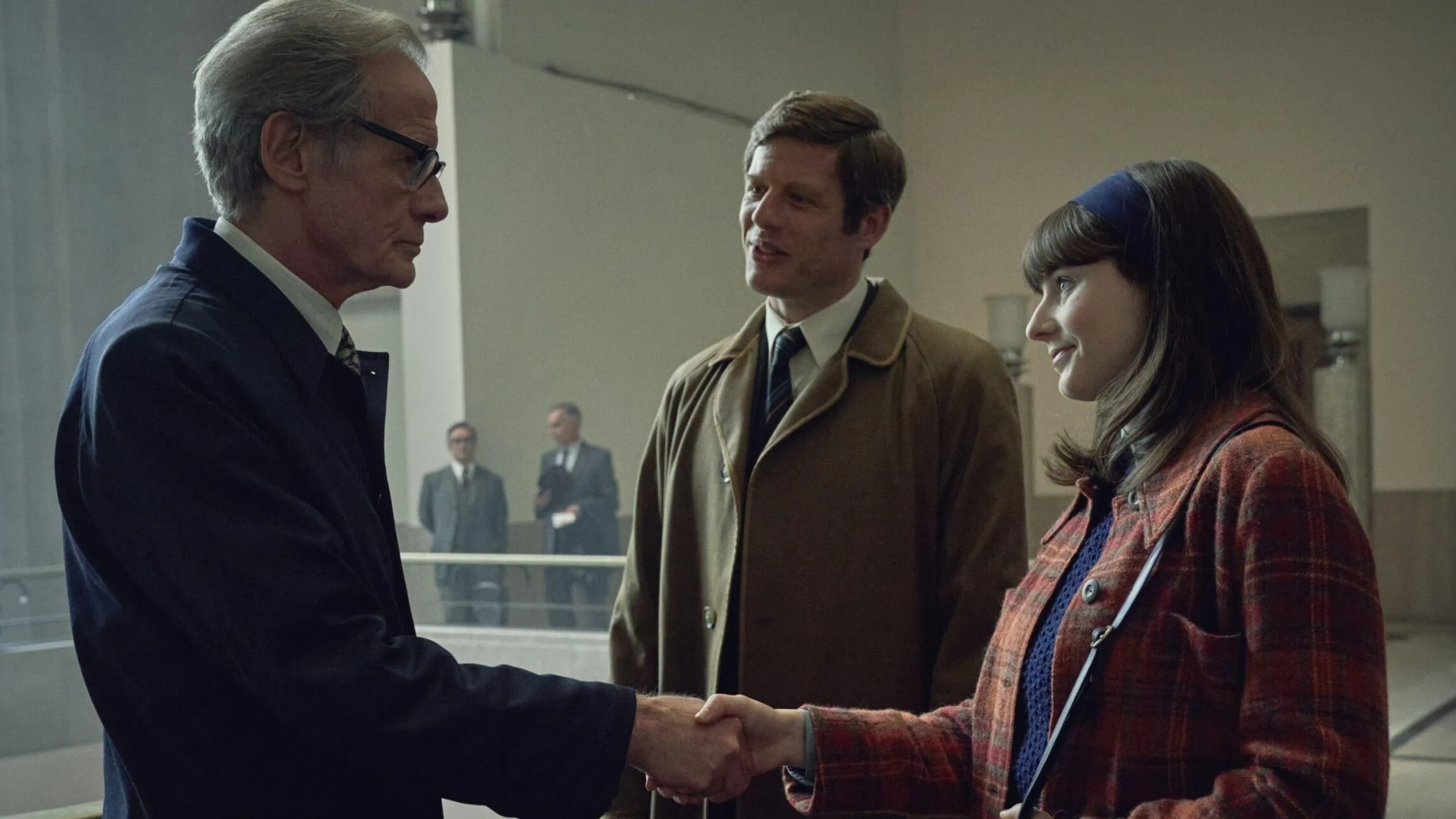Bill Nighy, James Norton, and Thomasin McKenzie in Joy (2024)