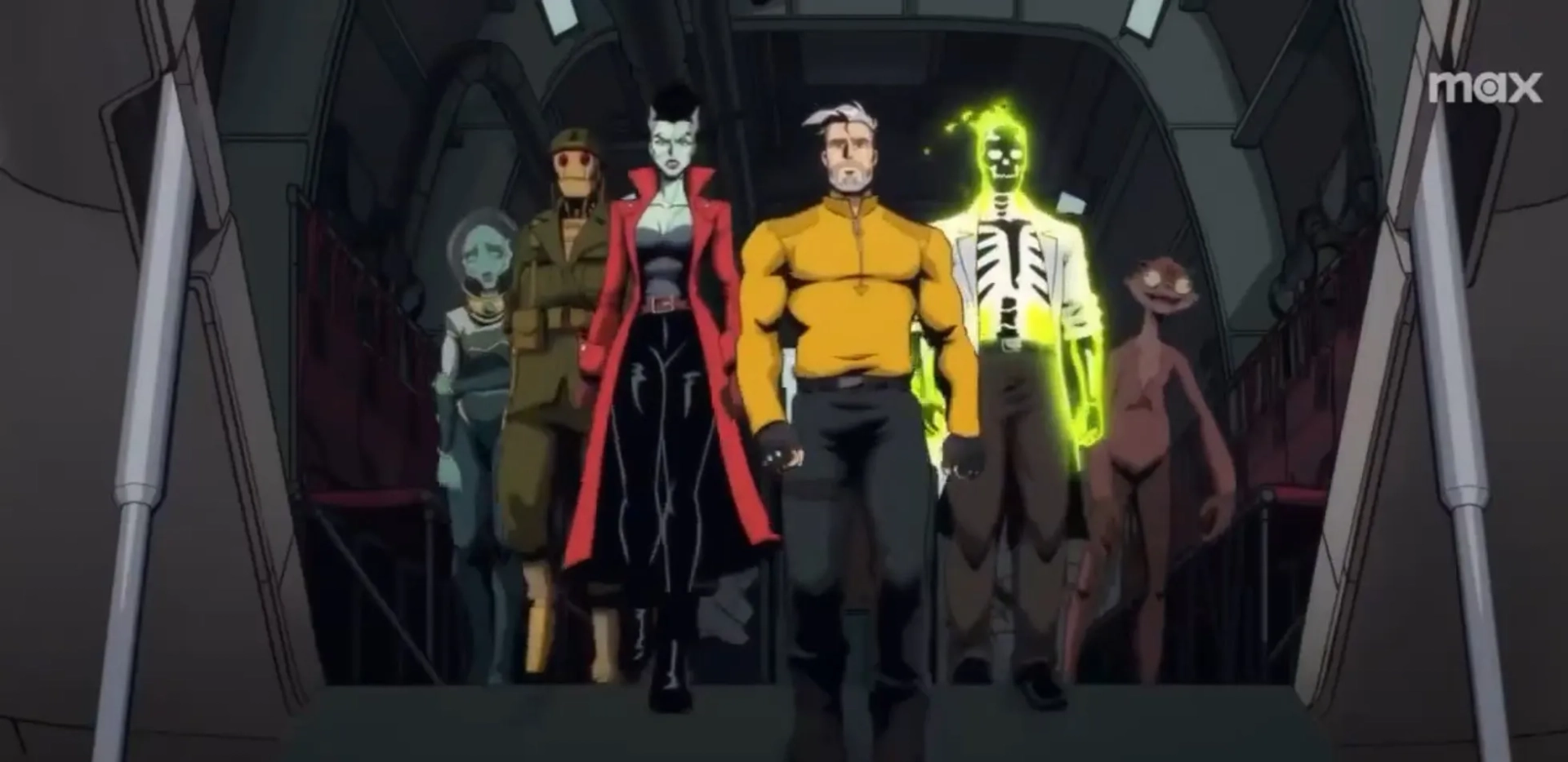 Frank Grillo, Sean Gunn, Alan Tudyk, Indira Varma, and Zoë Chao in Creature Commandos (2024)