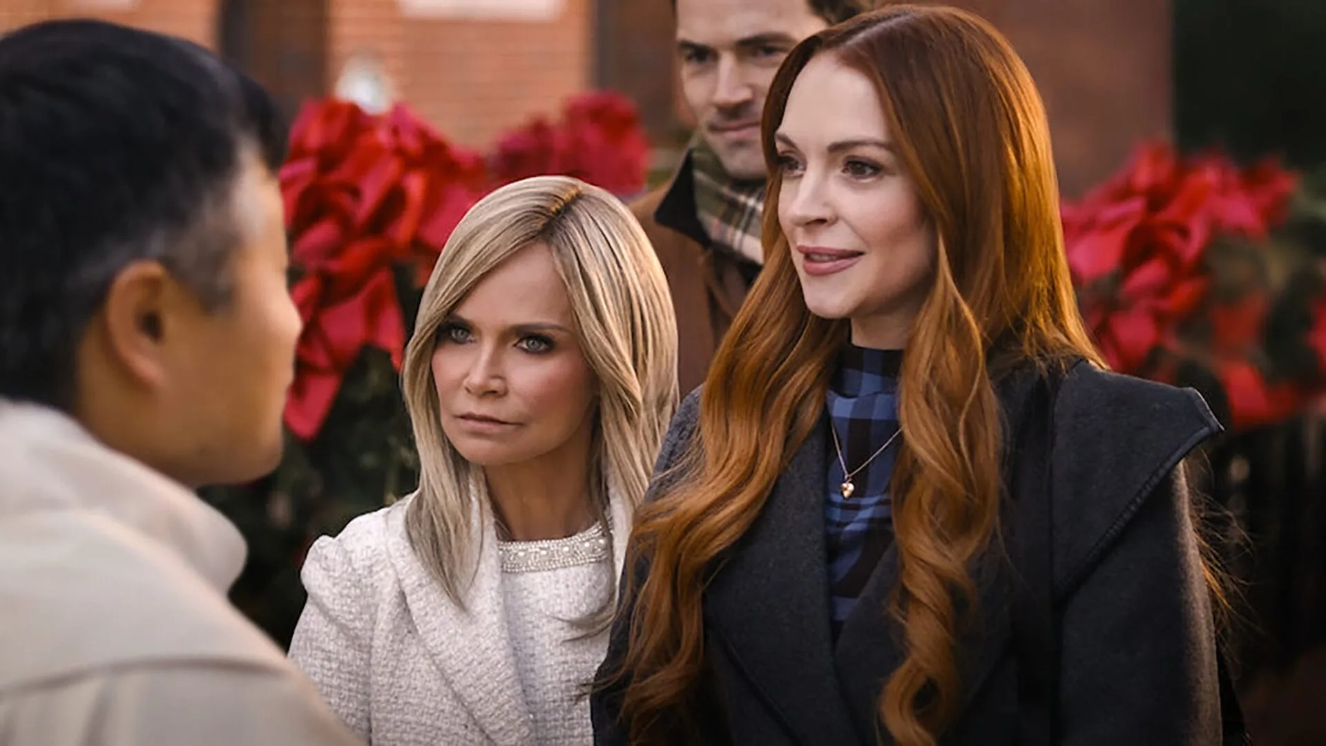 Kristin Chenoweth, Lindsay Lohan, Ian Harding, and Kurt Yue in Our Little Secret (2024)