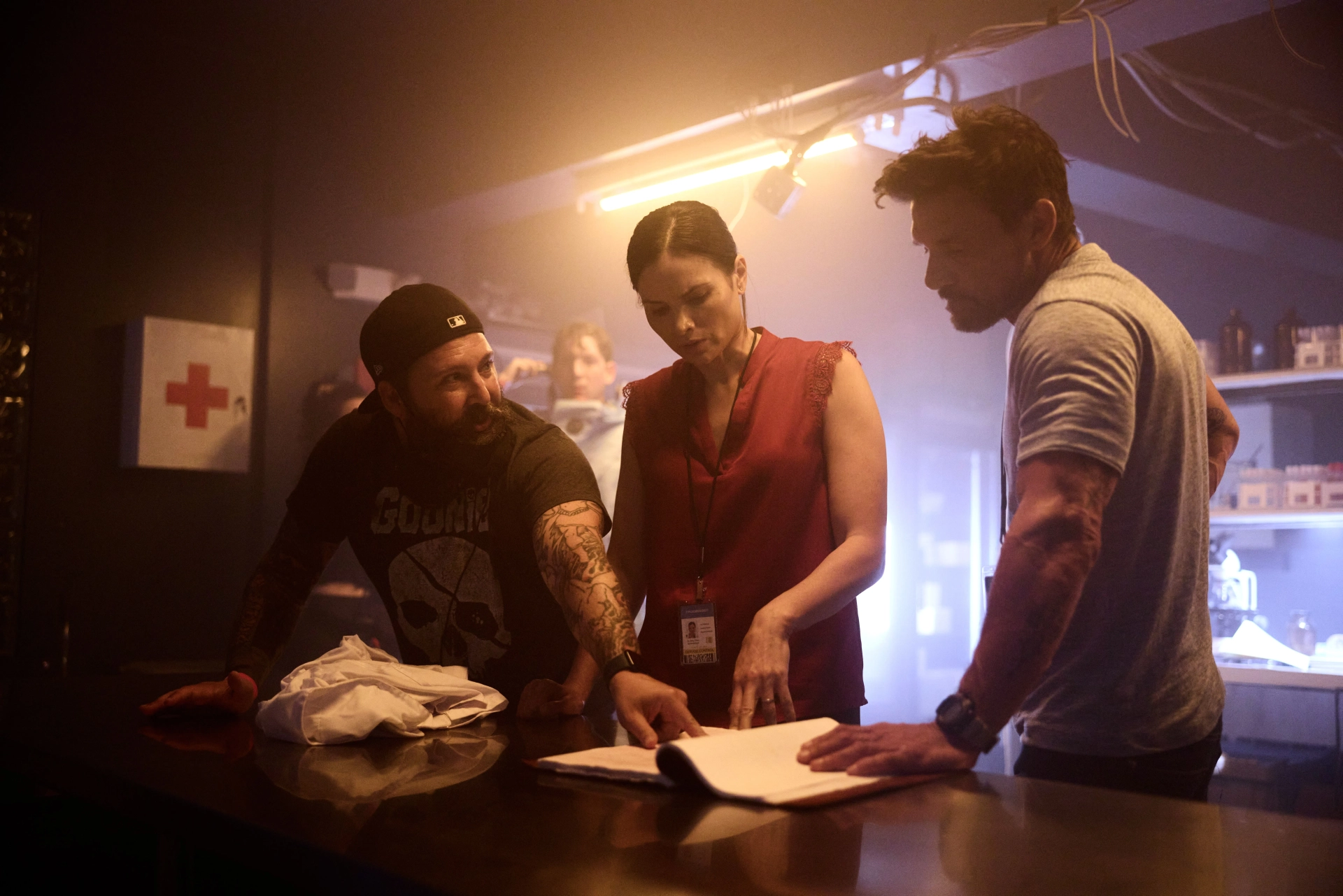 Frank Grillo, Katrina Law, and Steven C. Miller in Werewolves (2024)