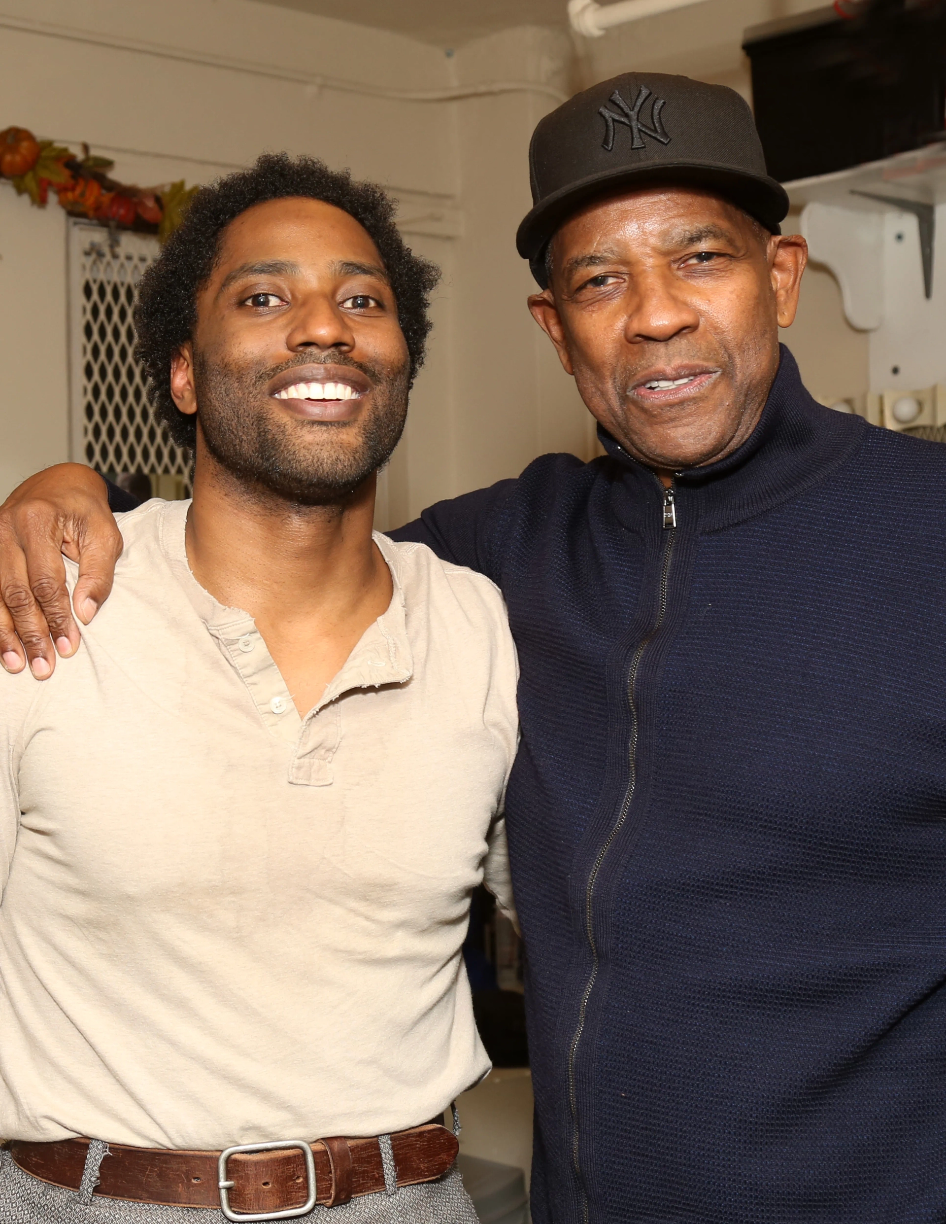 Denzel Washington and John David Washington at an event for The Piano Lesson (2024)