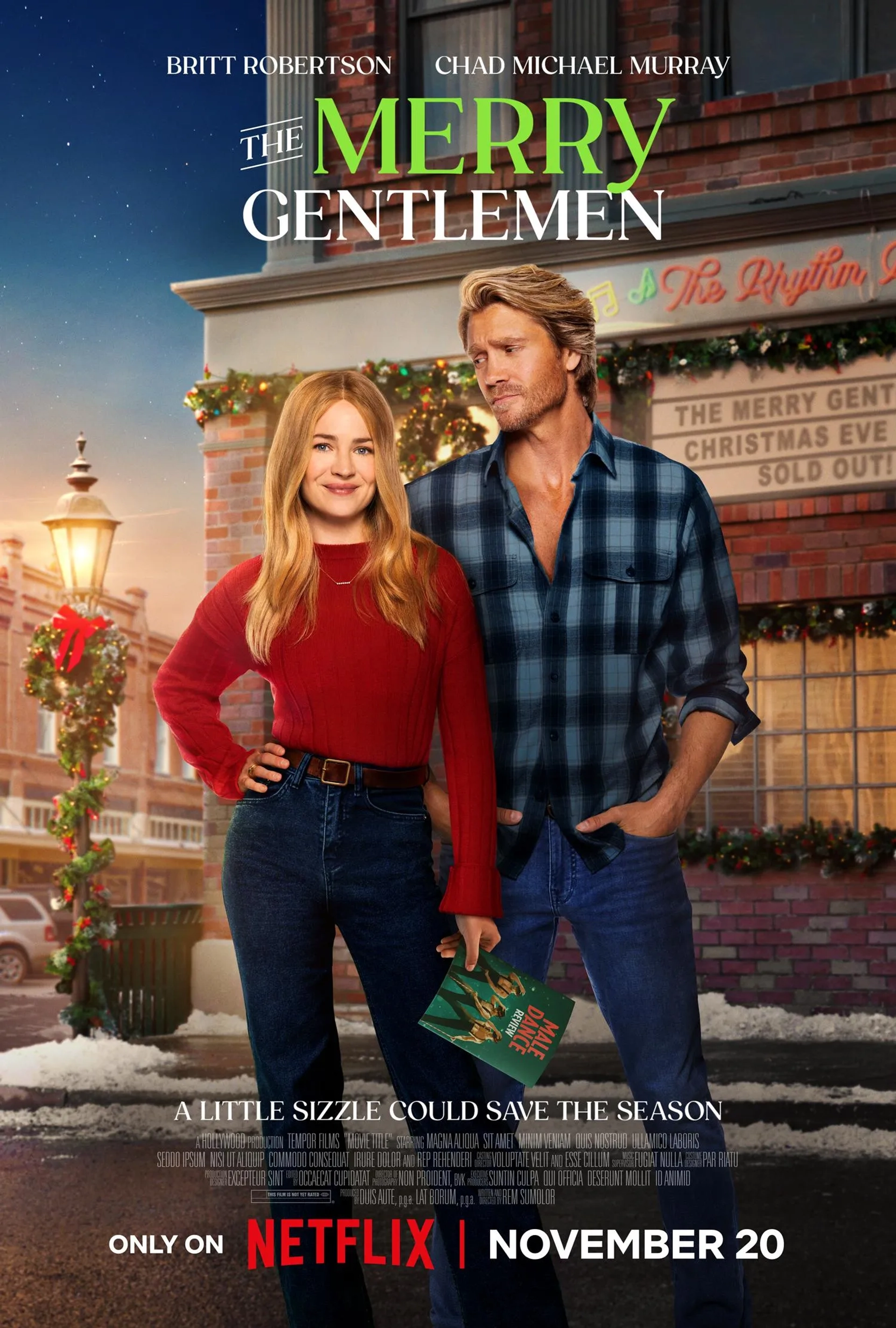 Chad Michael Murray and Britt Robertson in The Merry Gentlemen (2024)