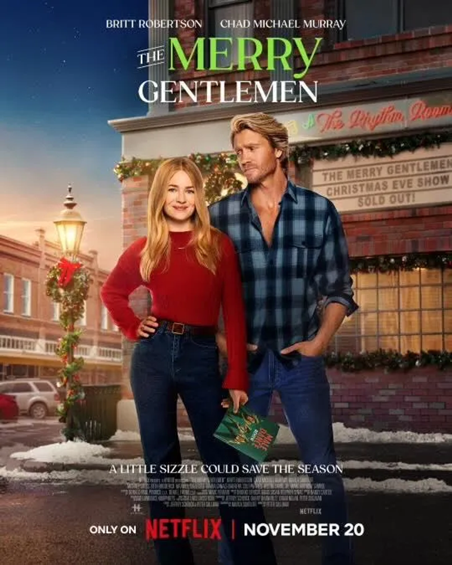 Chad Michael Murray and Britt Robertson in The Merry Gentlemen (2024)
