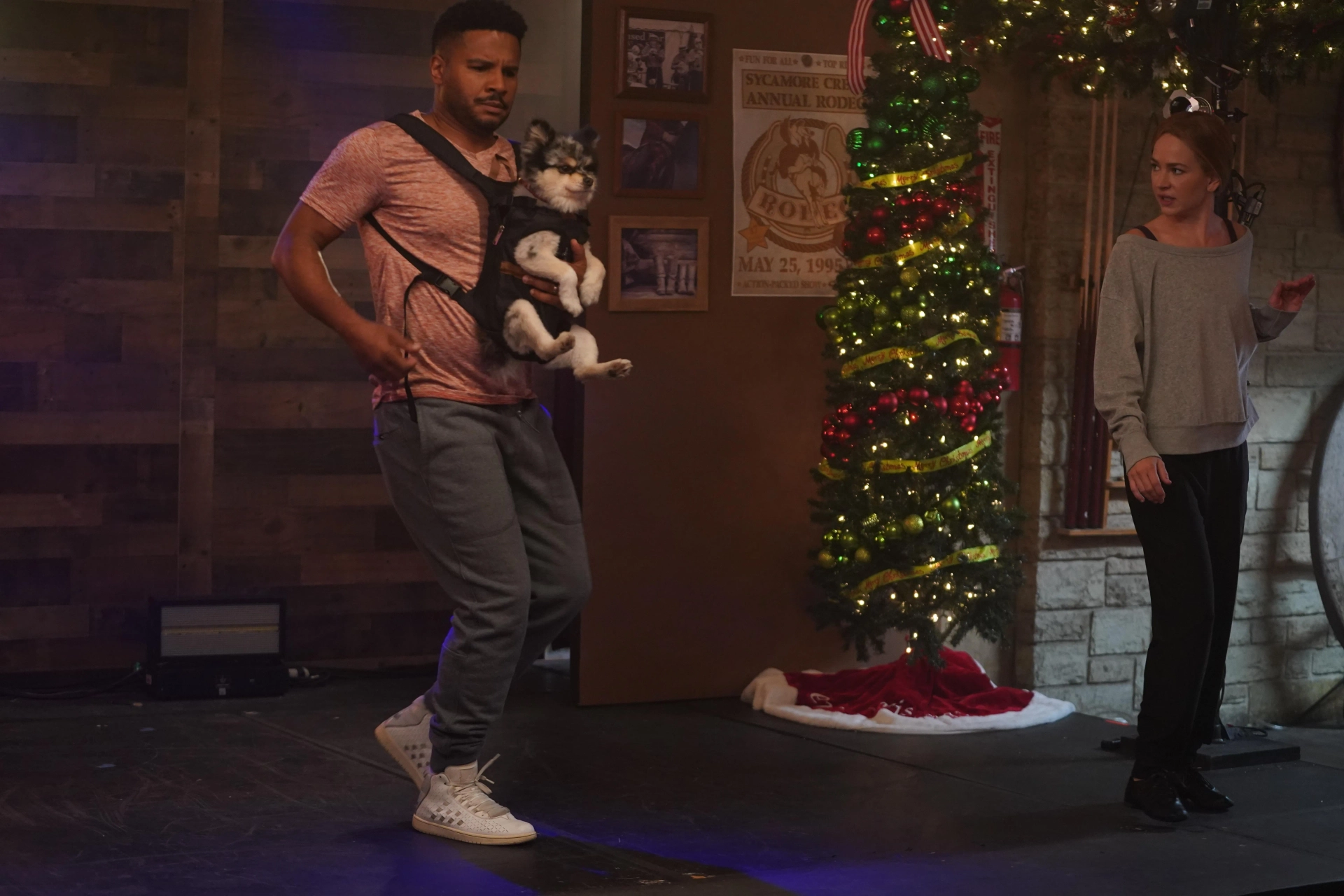 Marc Anthony Samuel, Gizmo Nolan, and Britt Robertson in The Merry Gentlemen (2024)