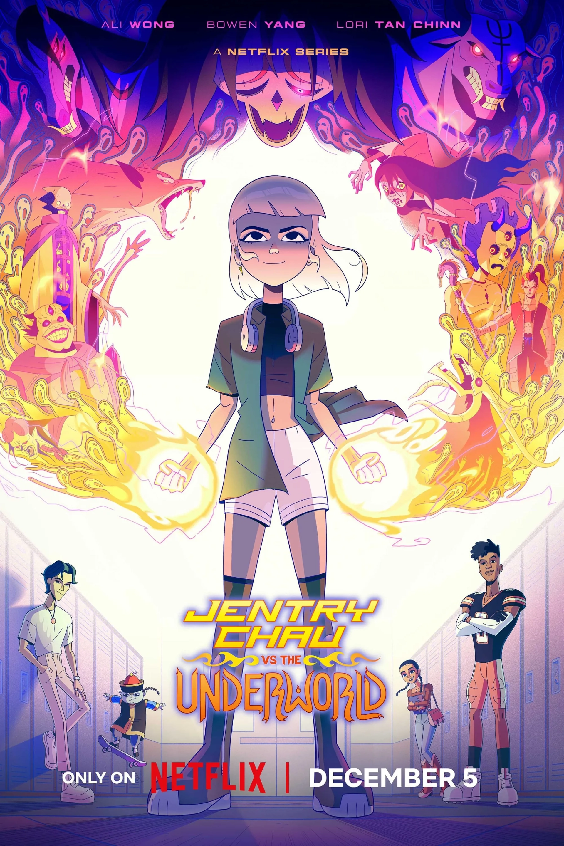 Lori Tan Chinn, A.J. Beckles, Woosung, Greg Chun, Kaiji Tang, Cristina Milizia, Ali Wong, Bowen Yang, and Stephen Fu in Jentry Chau vs. The Underworld (2024)
