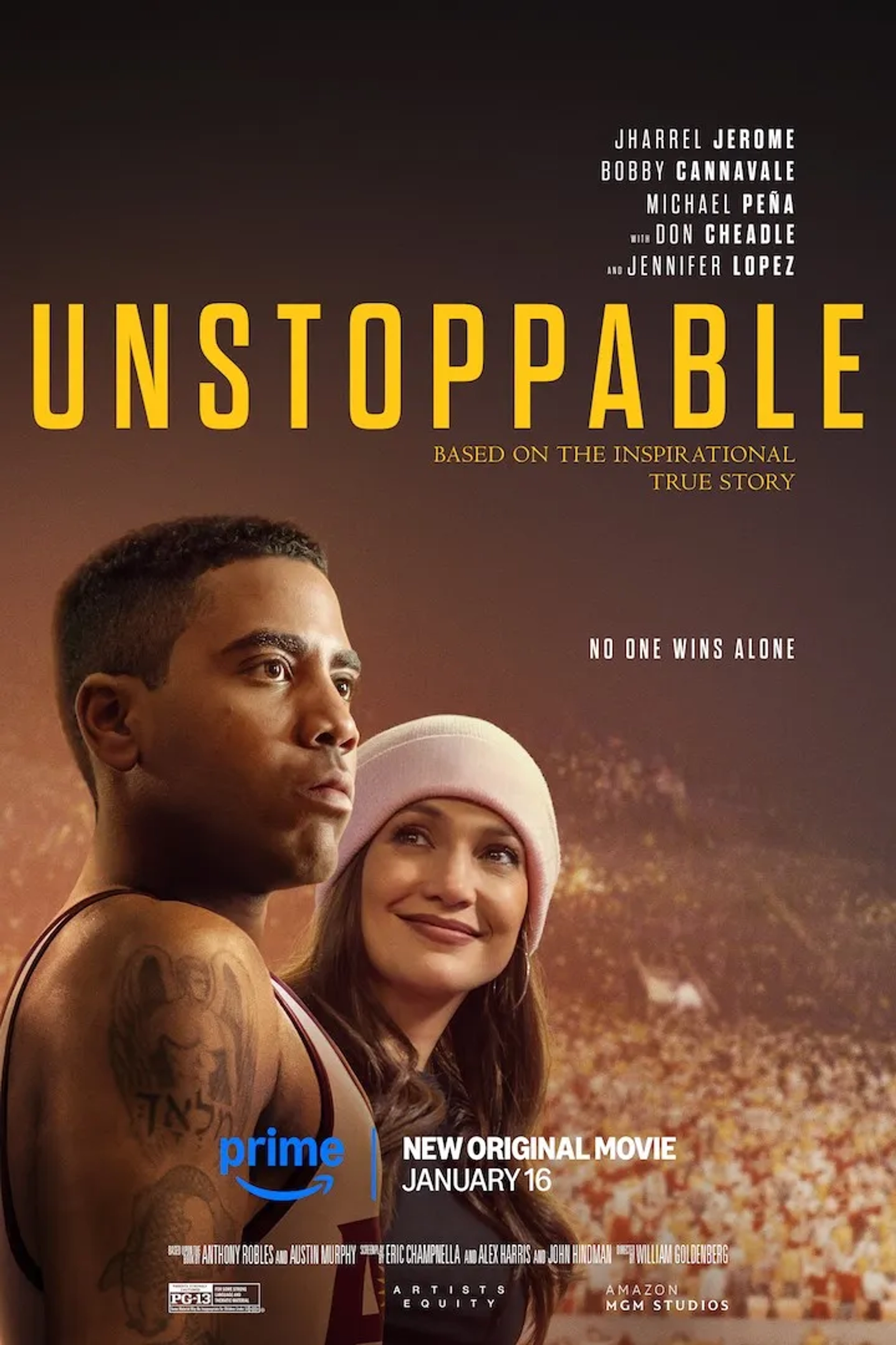 Jennifer Lopez and Jharrel Jerome in Unstoppable (2024)