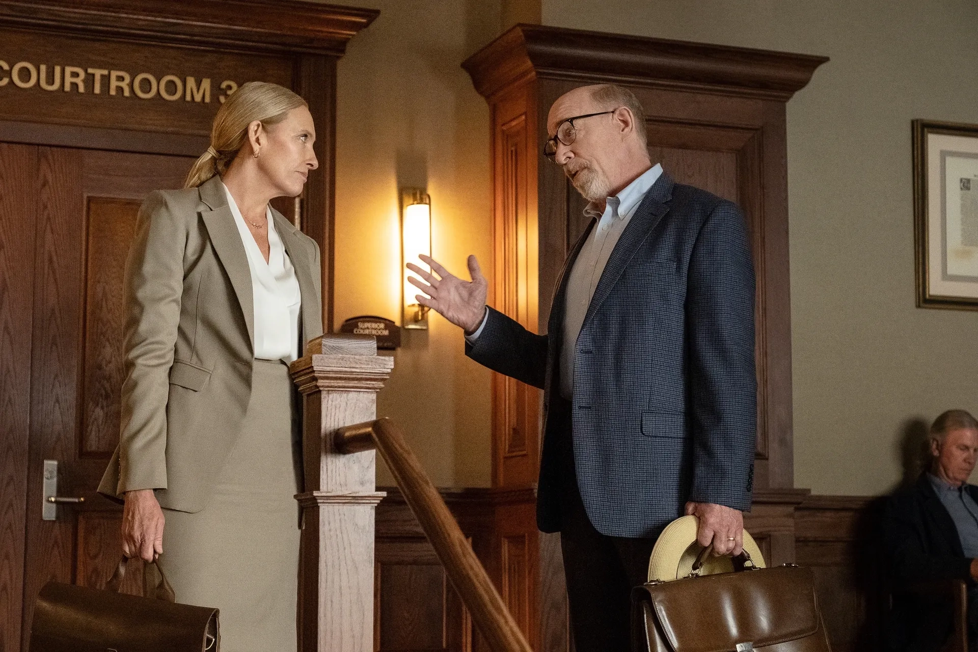 Toni Collette and J.K. Simmons in Juror #2 (2024)