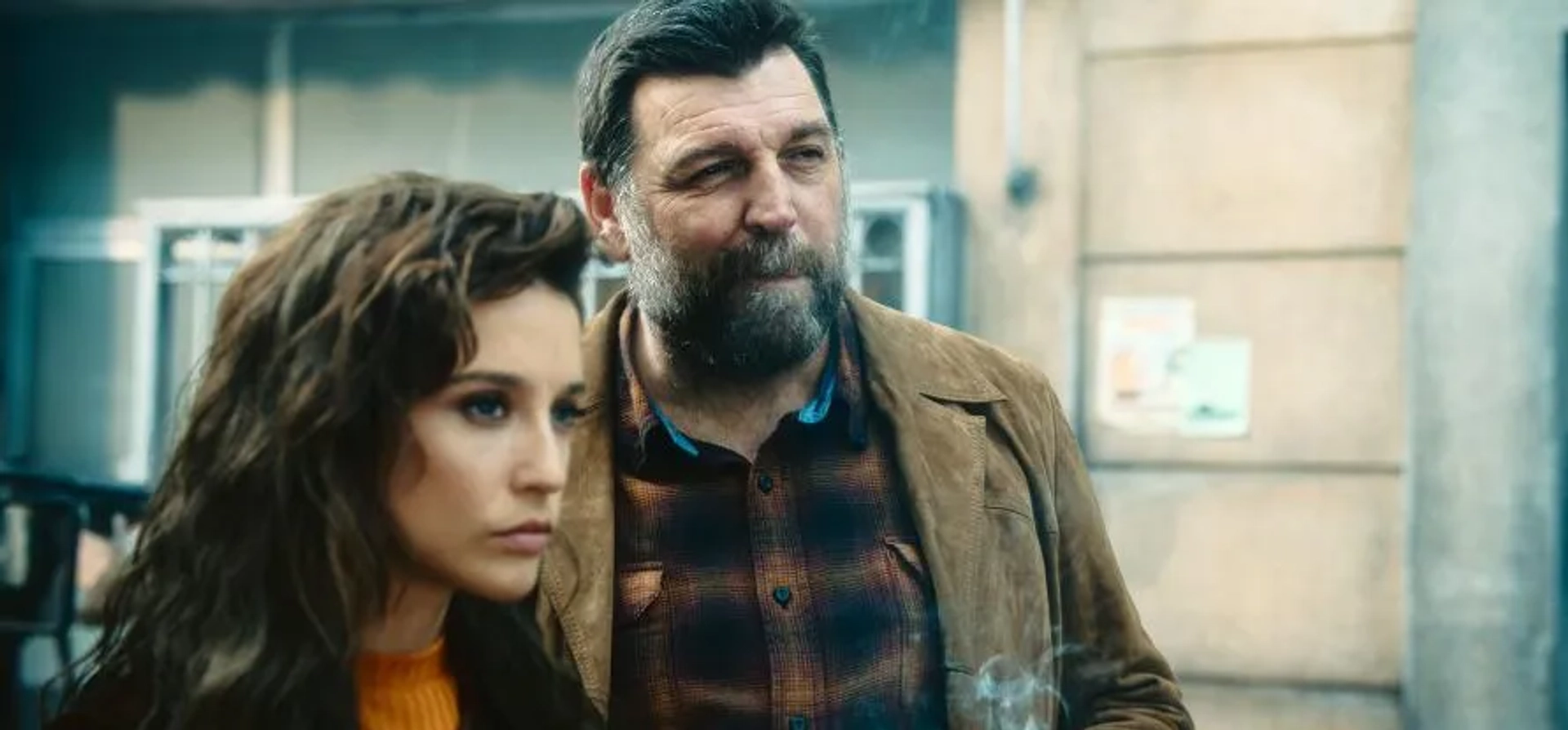 Hovik Keuchkerian and María Pedraza in Bank Under Siege (2024)