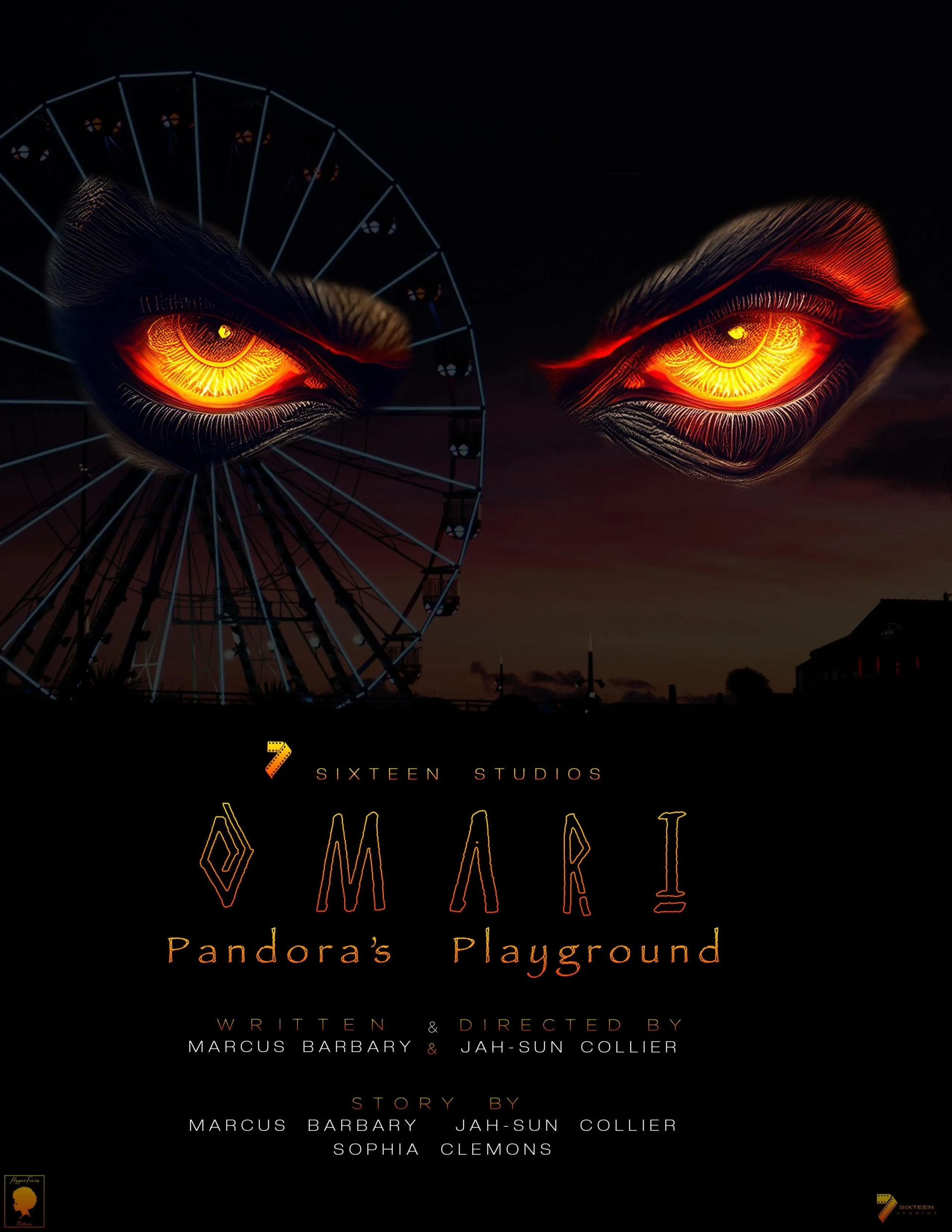 Marcus Barbary, Jah-Sun Collier, and Sophia-Marie Clemons in Omari: Pandora's Playground (2026)