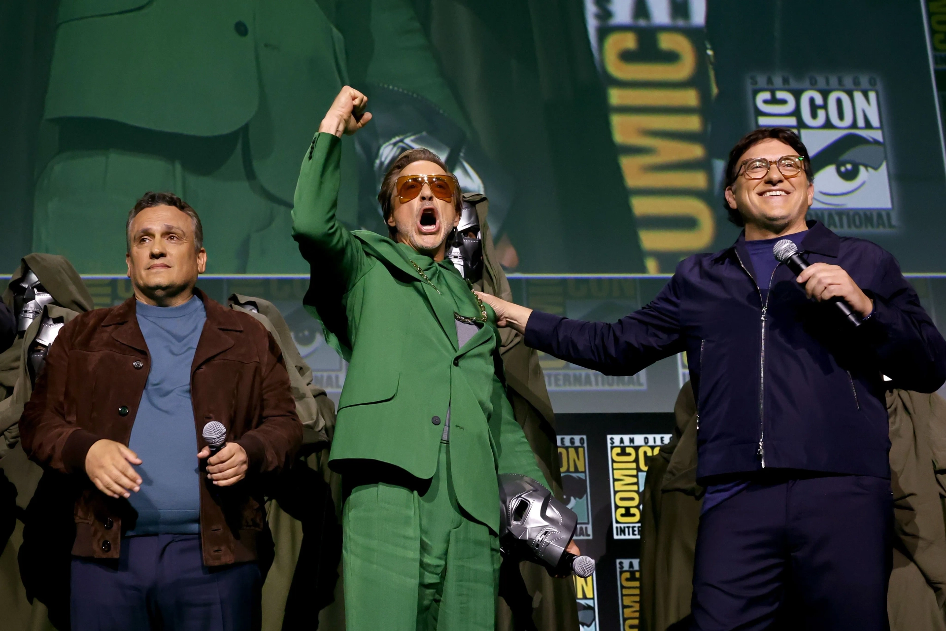Robert Downey Jr., Anthony Russo, and Joe Russo at an event for Avengers: Doomsday (2026)