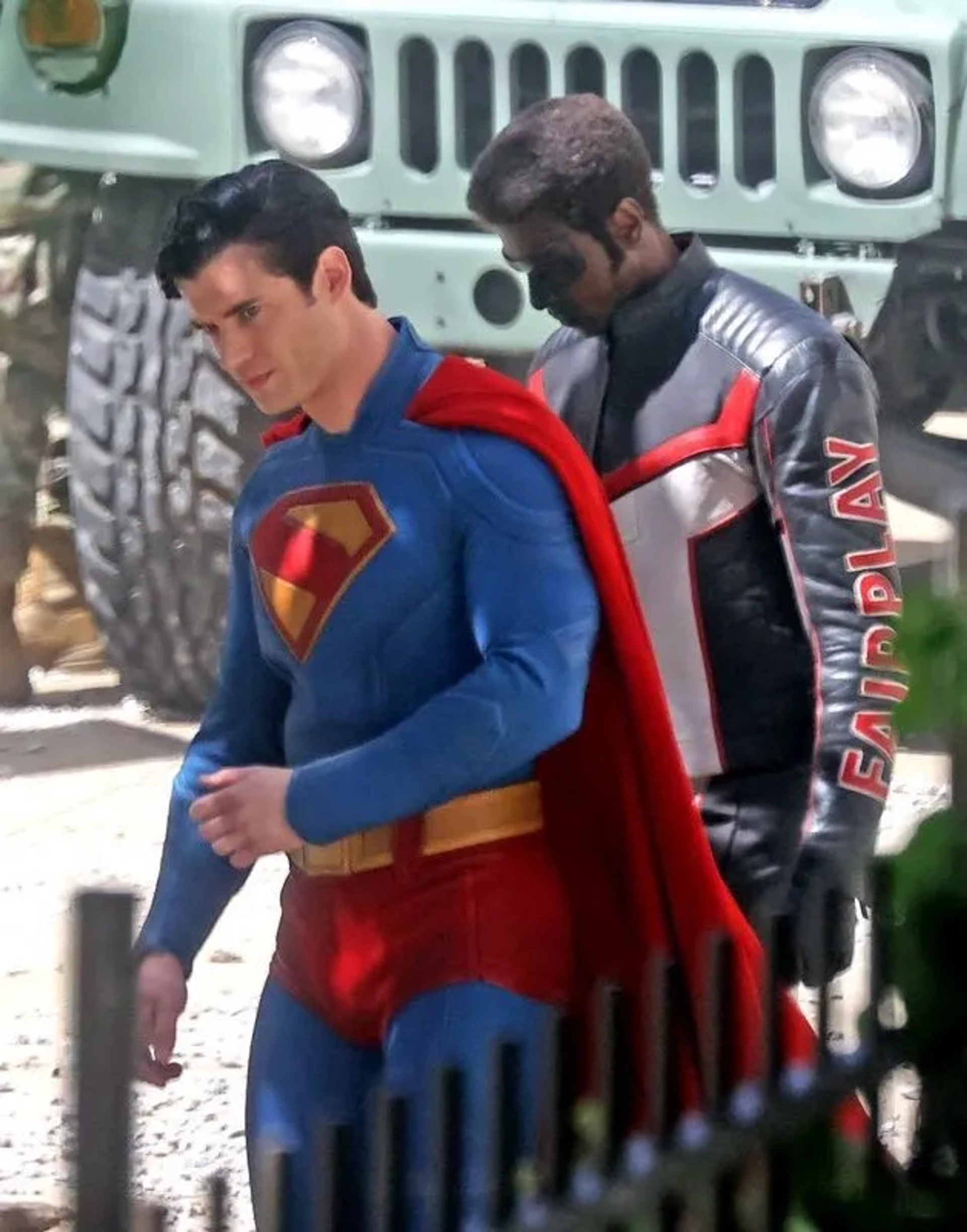 Edi Gathegi and David Corenswet in Superman (2025)