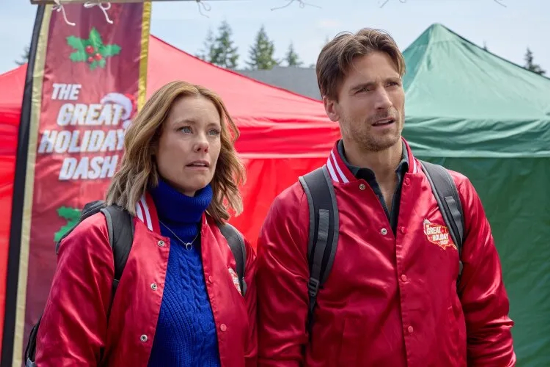 Ashley Williams and Andrew W. Walker in Jingle Bell Run (2024)