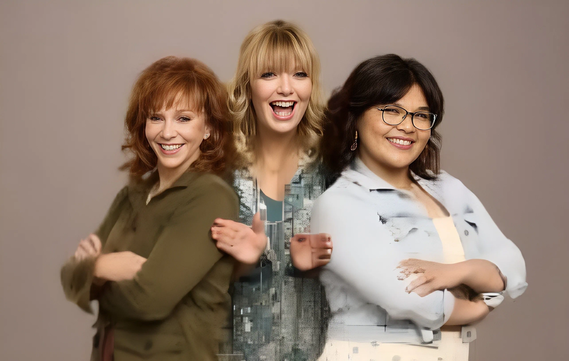 Reba McEntire, Melissa Peterman, and Belissa Escobedo in Happy's Place (2024)