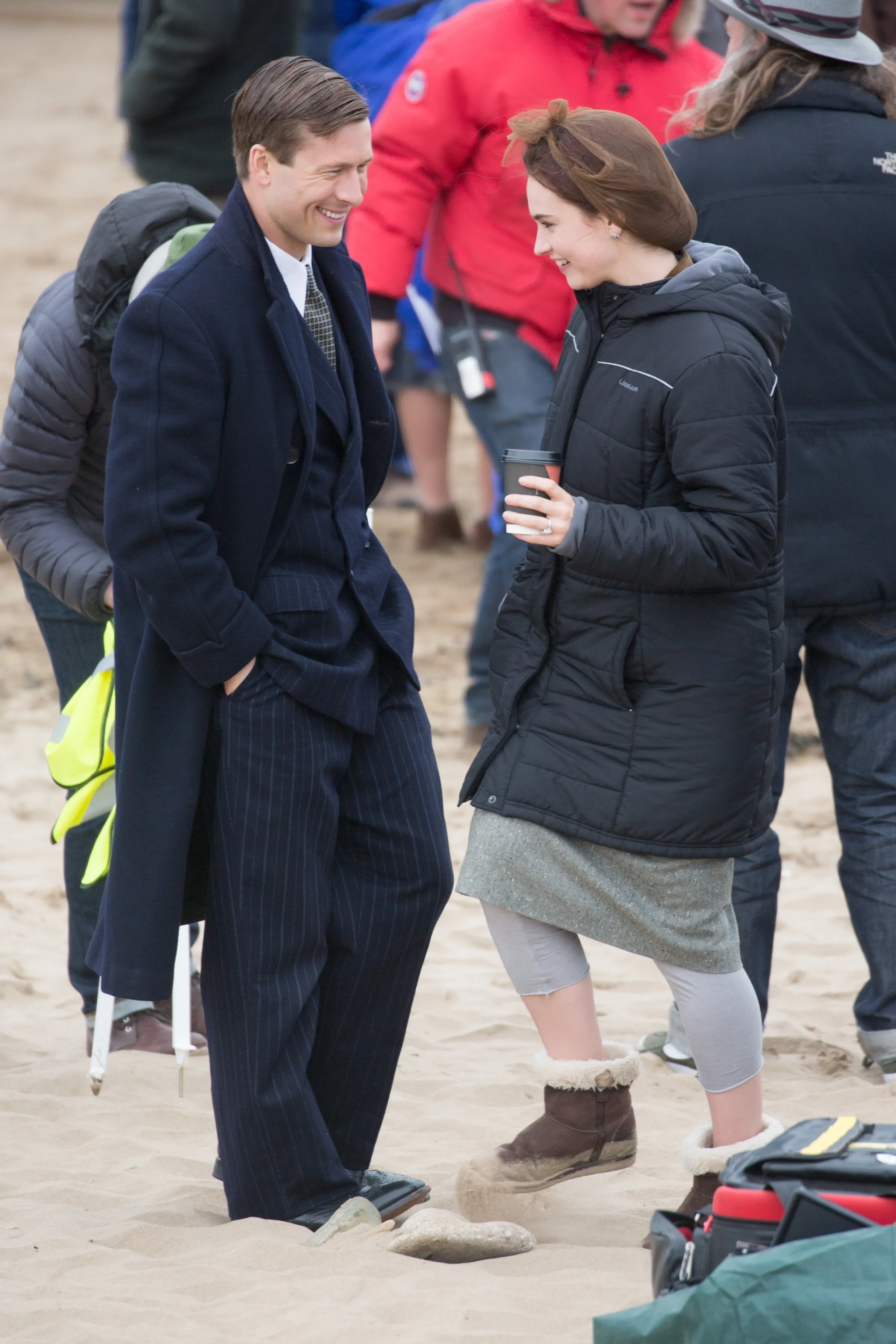 Glen Powell and Lily James in The Guernsey Literary and Potato Peel Pie Society (2018)