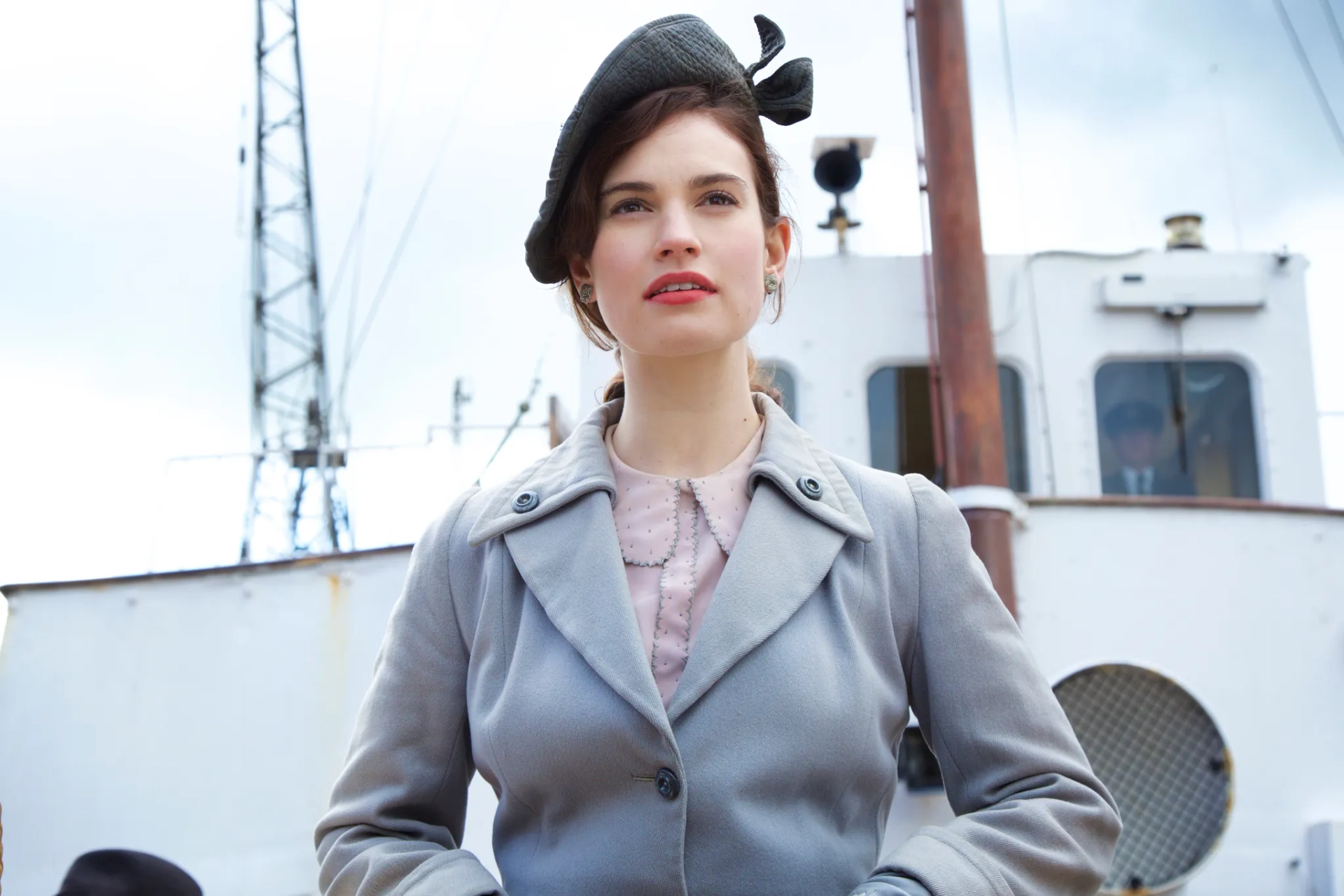 Lily James in The Guernsey Literary and Potato Peel Pie Society (2018)