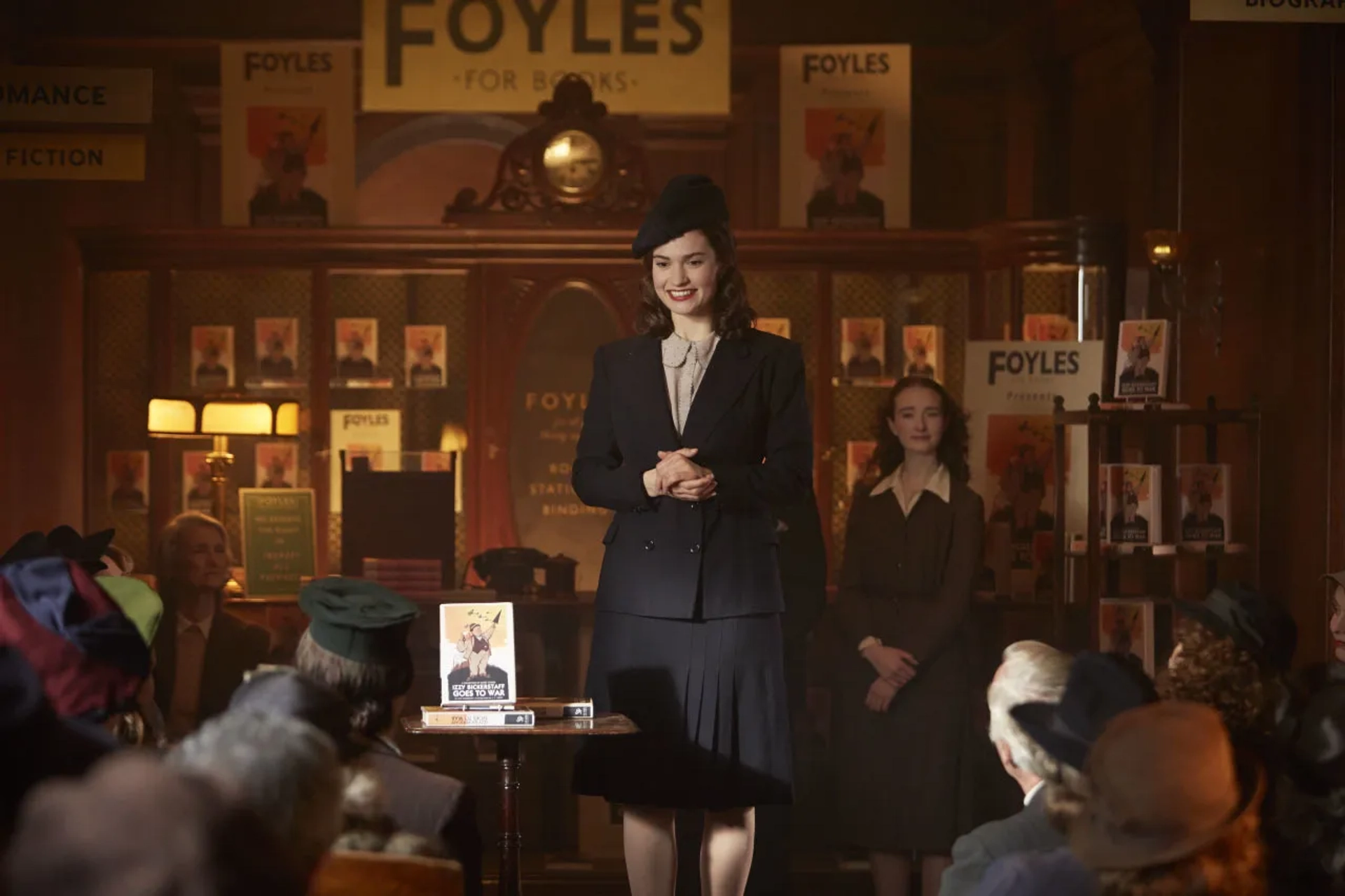 Lily James in The Guernsey Literary and Potato Peel Pie Society (2018)