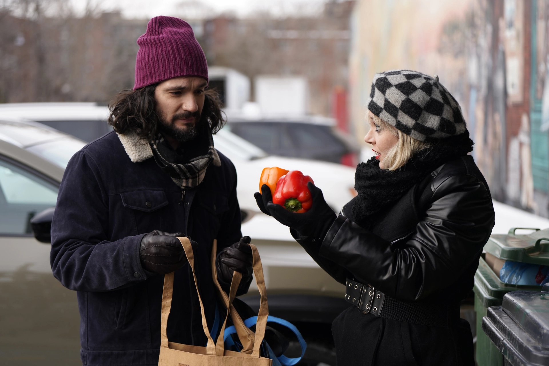 Noémie Yelle and Victor Andres Turgeon-Trelles in 1+1+1 Life, love, chaos (2025)