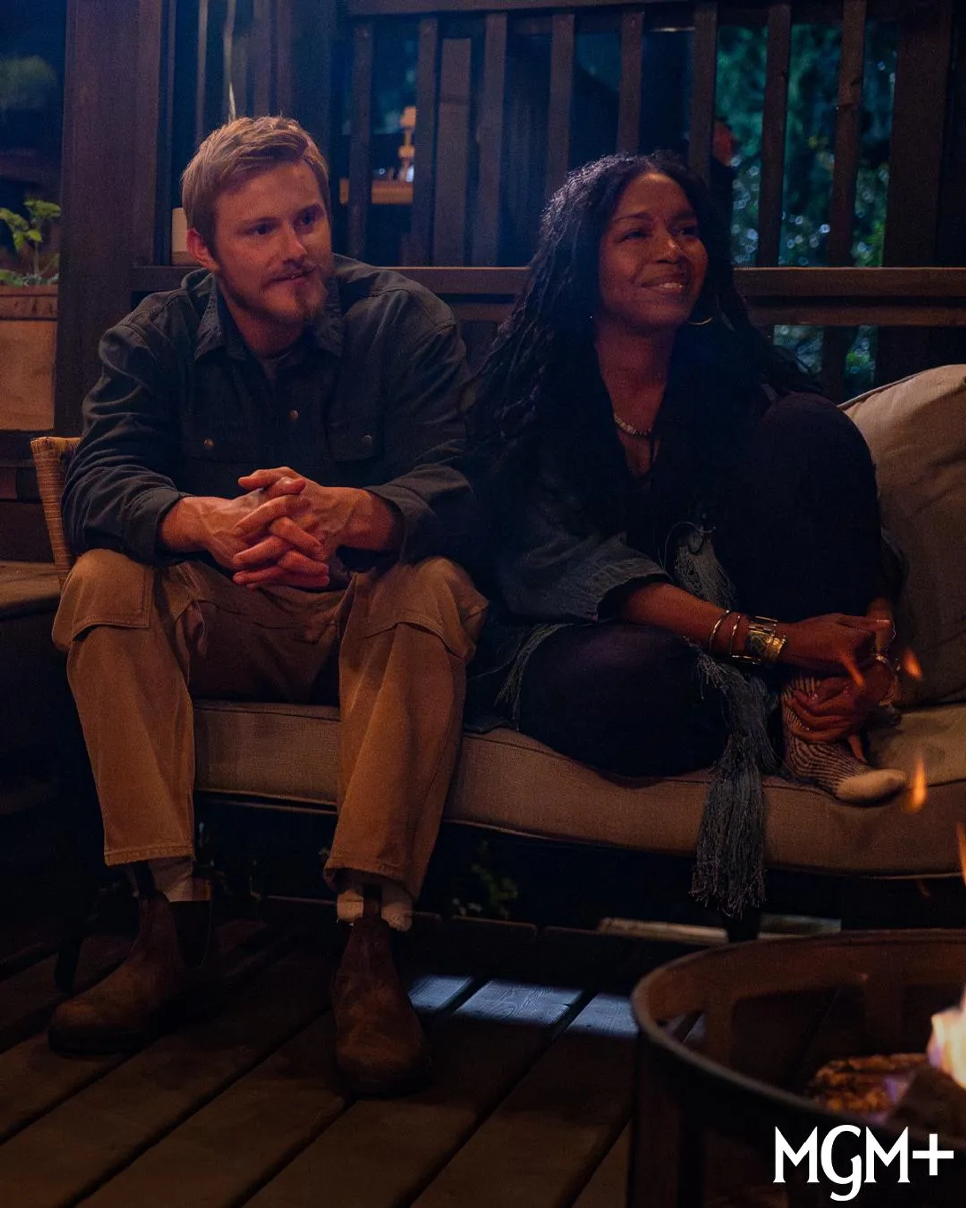 Alexander Ludwig and Jessica Frances Dukes in Earth Abides (2024)