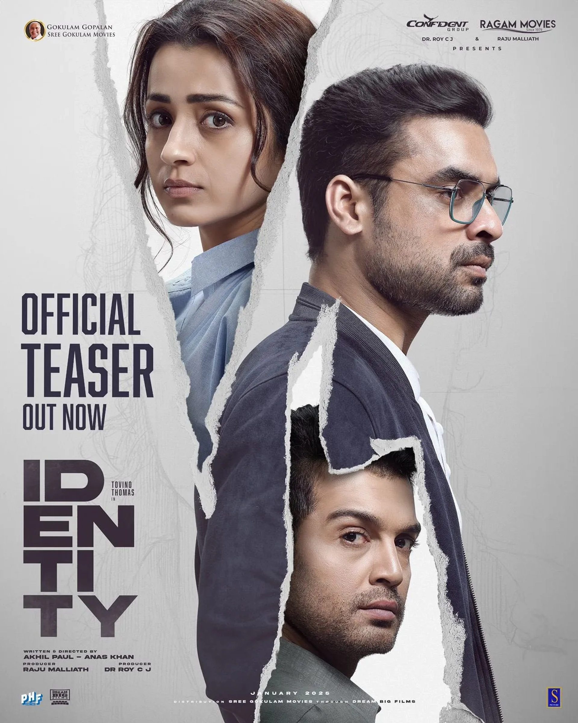 Anas Khan, Trisha Krishnan, Raju Malliath, Jakes Bejoy, Tovino Thomas, Akhil George, and Roy C.J. in Identity (2025)