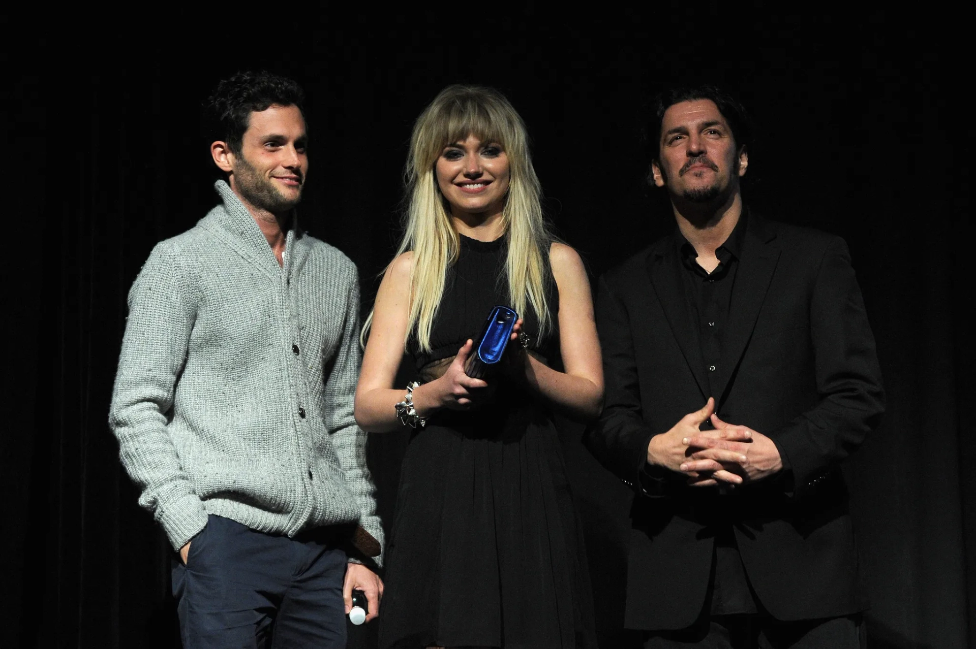 Penn Badgley, Frank Bello, and Imogen Poots at an event for Greetings from Tim Buckley (2012)