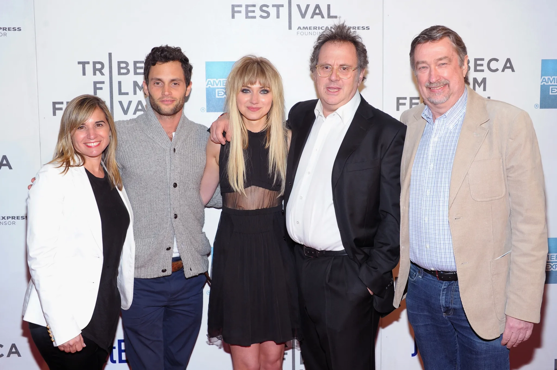 Daniel Algrant, Penn Badgley, Geoffrey Gilmore, and Imogen Poots at an event for Greetings from Tim Buckley (2012)