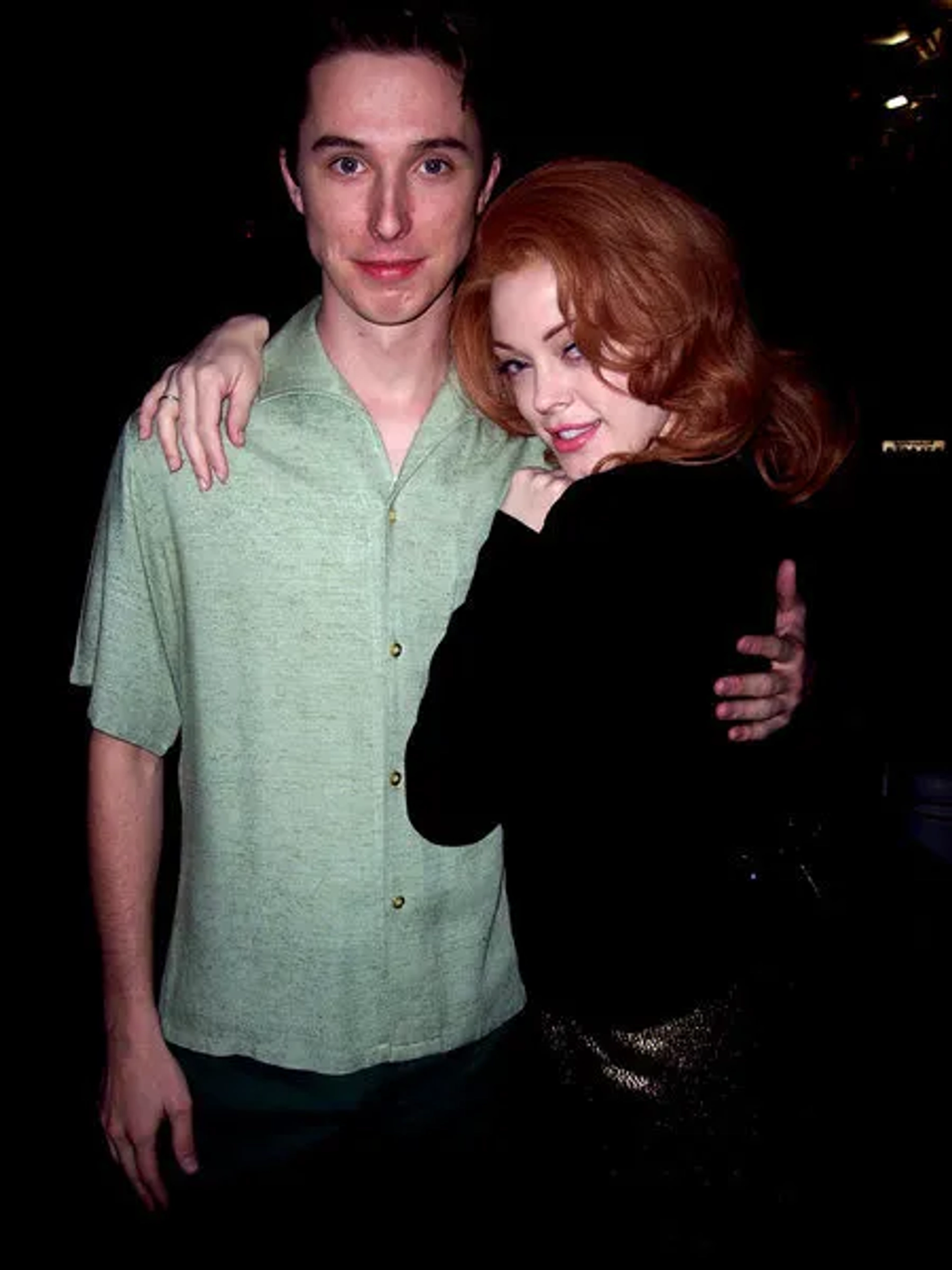 Randy McDowell as "Gene Smith" and Rose McGowan as "Ann-Margret" on set of "ELVIS" the mini-series