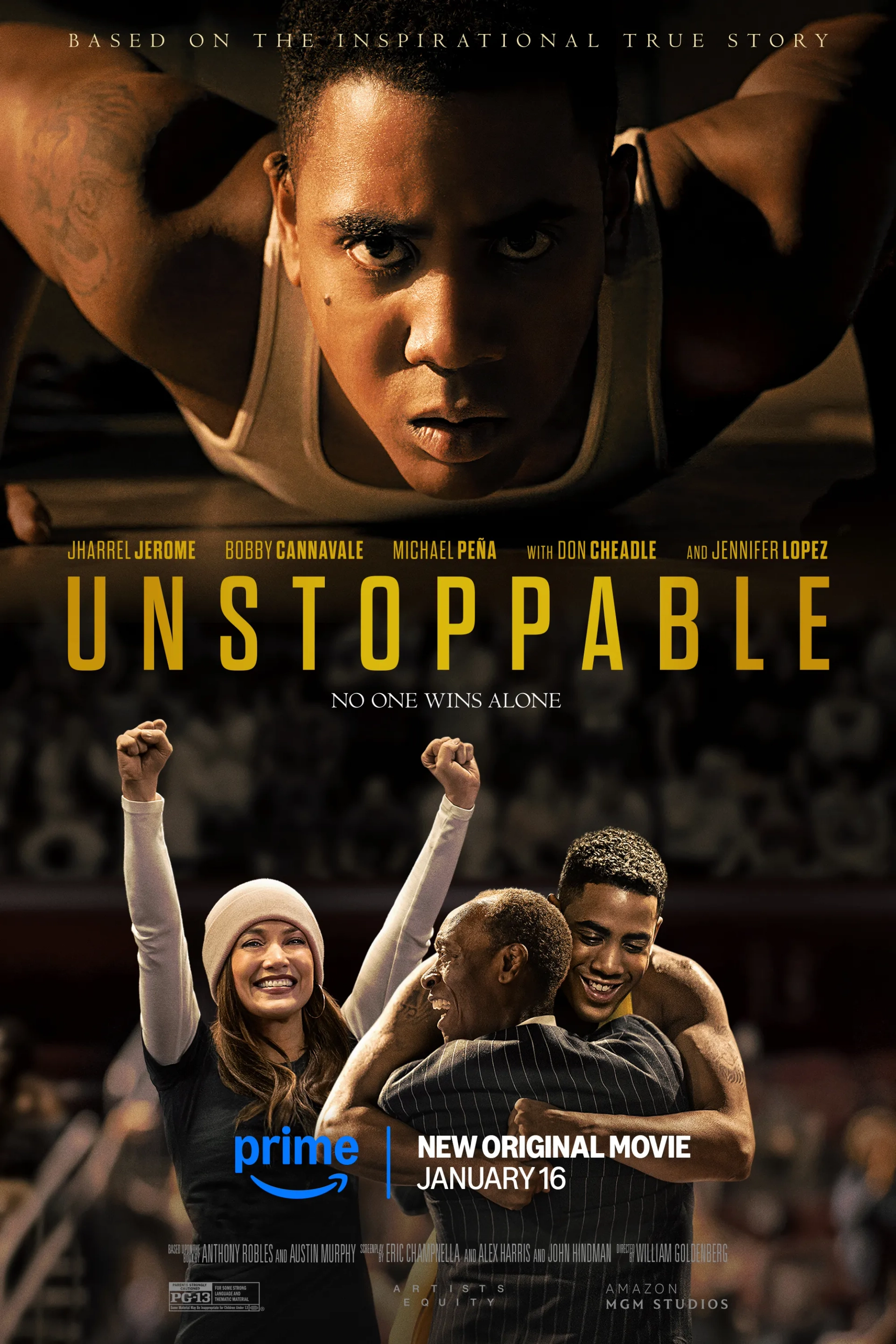 Jennifer Lopez, Don Cheadle, and Jharrel Jerome in Unstoppable (2024)