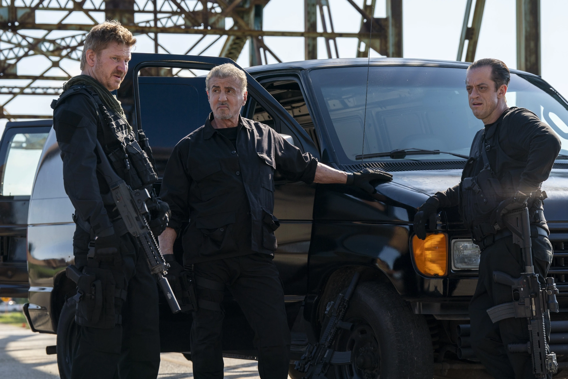 Sylvester Stallone, Dash Mihok, and Josh Whites in Armor (2024)