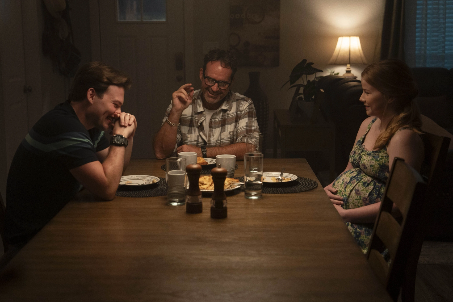 Jason Patric, Josh Wiggins, and Laney Taylor in Armor (2024)