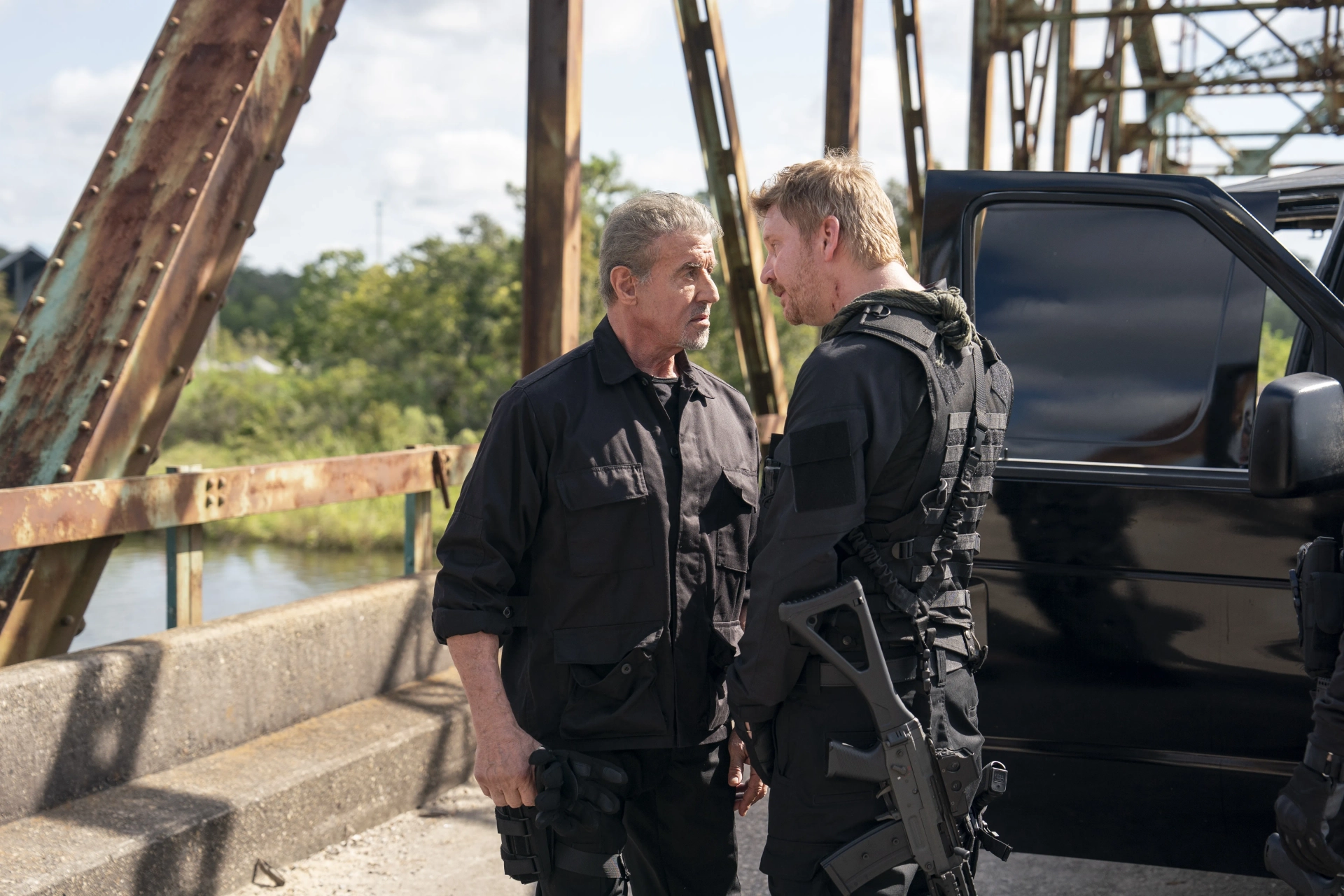 Sylvester Stallone and Dash Mihok in Armor (2024)
