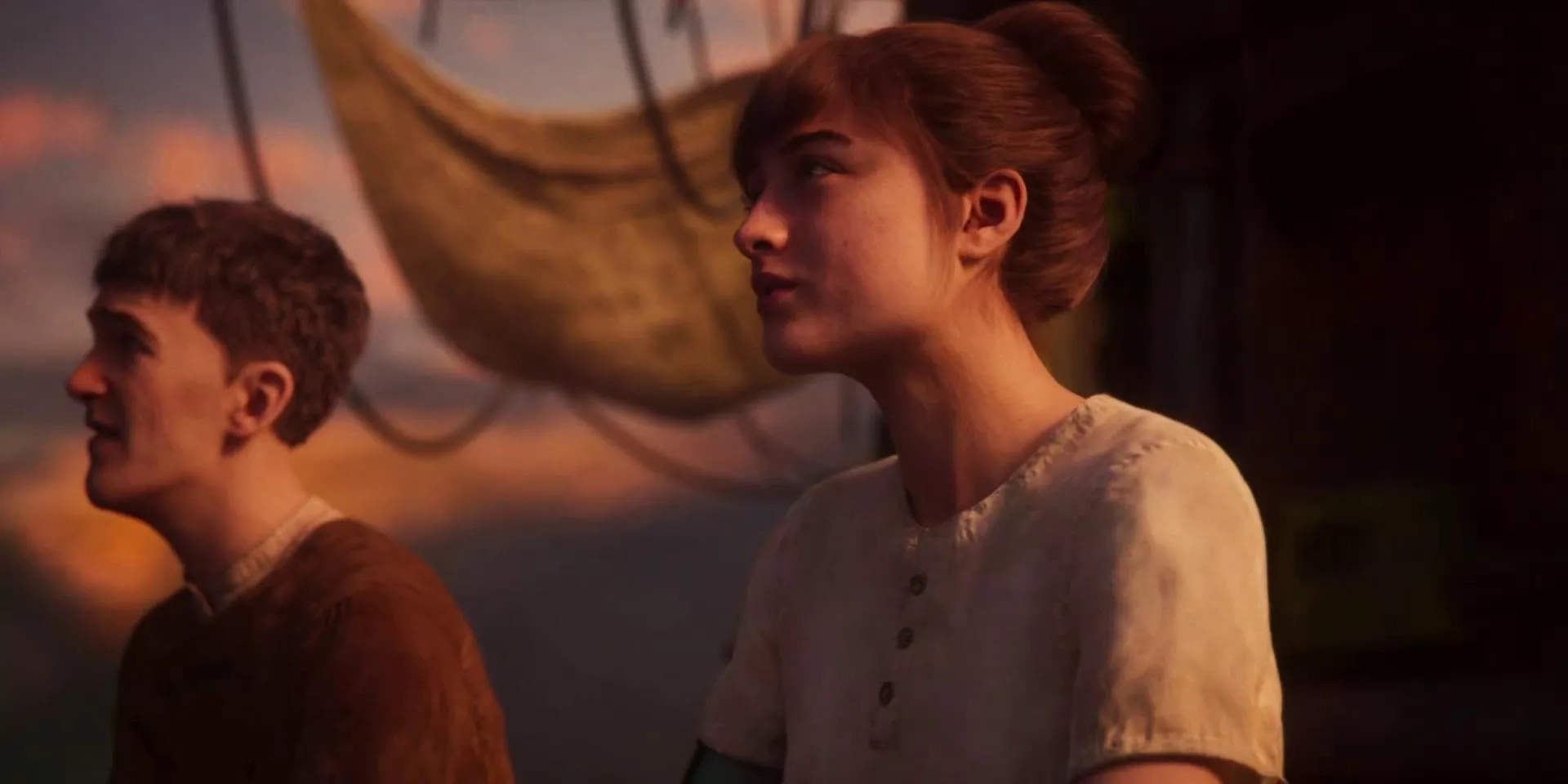 Raffey Cassidy and Brenock O'Connor in Secret Level (2024)