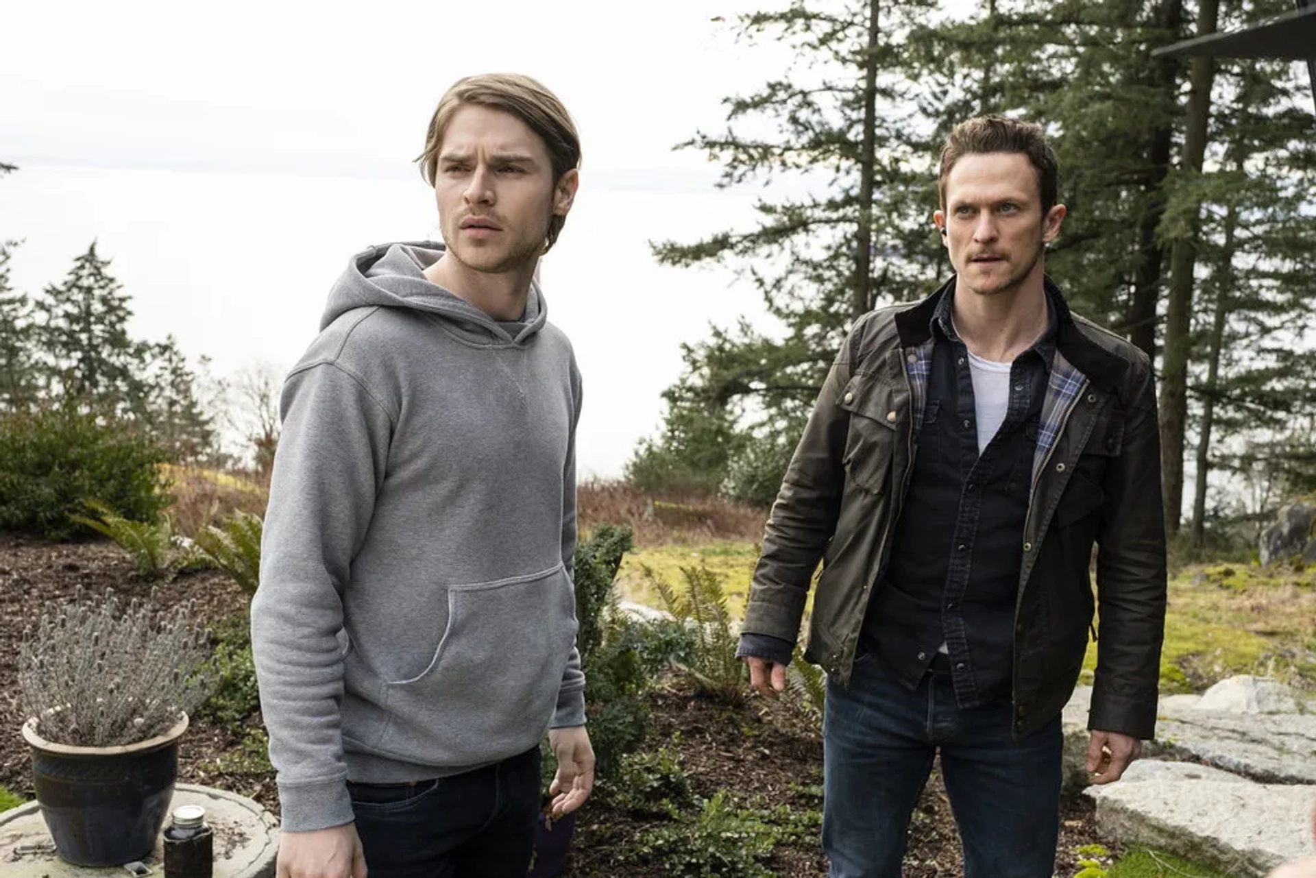 Jonathan Tucker and Keenan Tracey in Debris (2021)