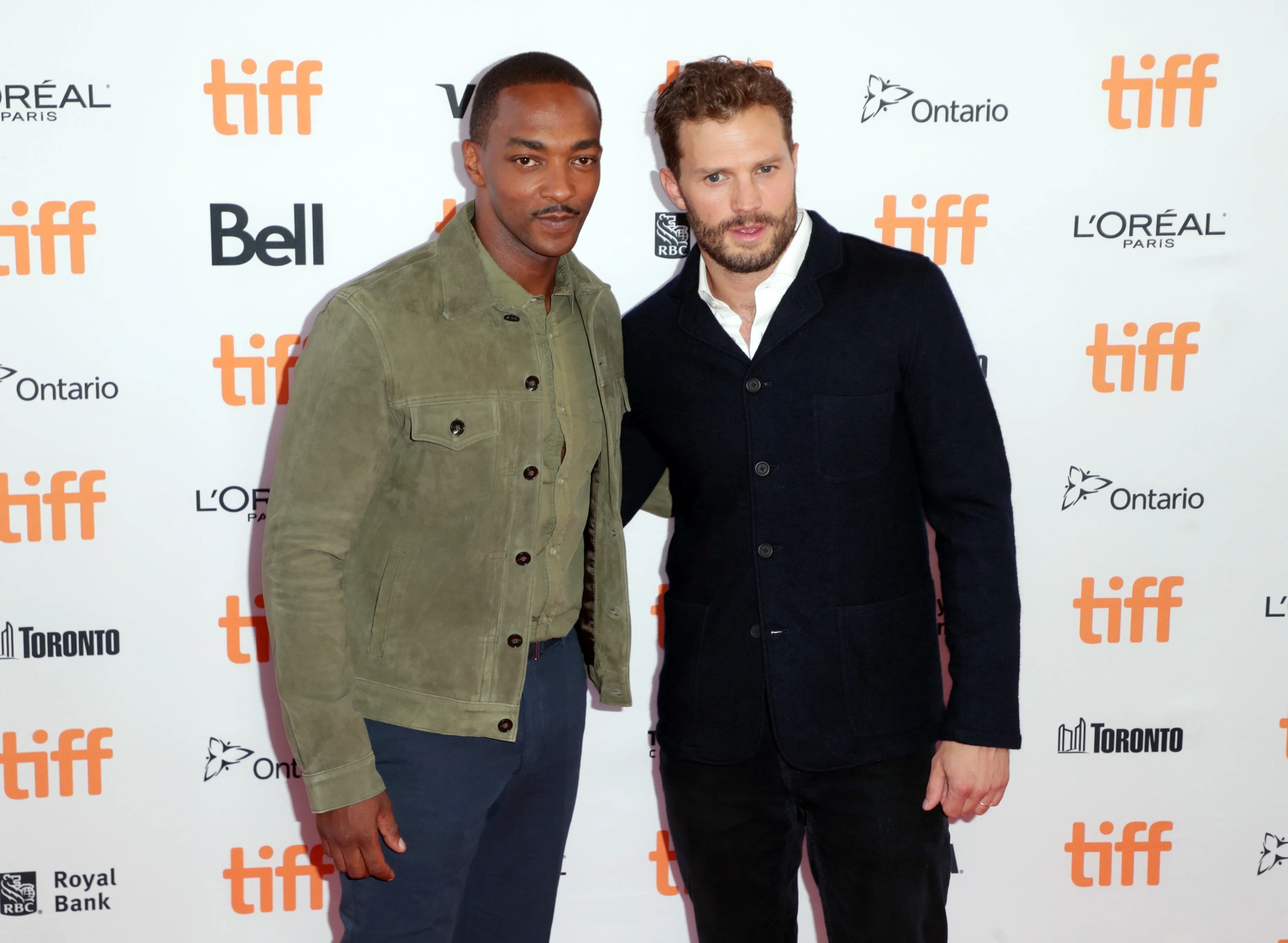 Anthony Mackie and Jamie Dornan at an event for Synchronic (2019)