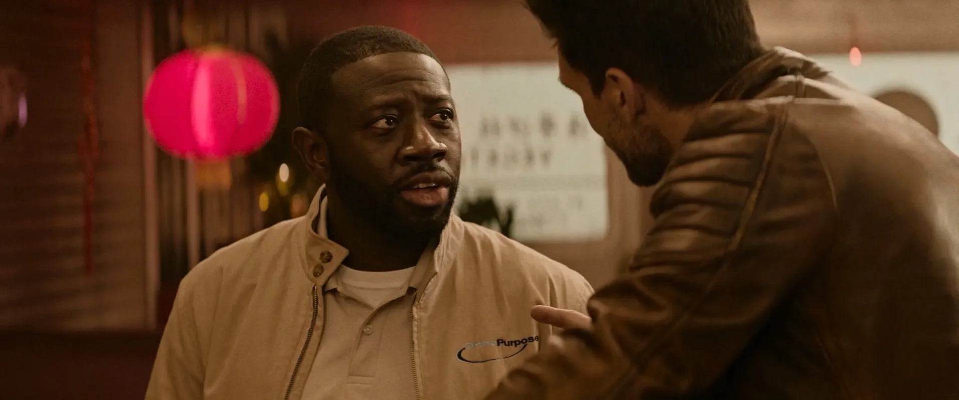 Frank Grillo and Sheaun McKinney in Boss Level (2020)