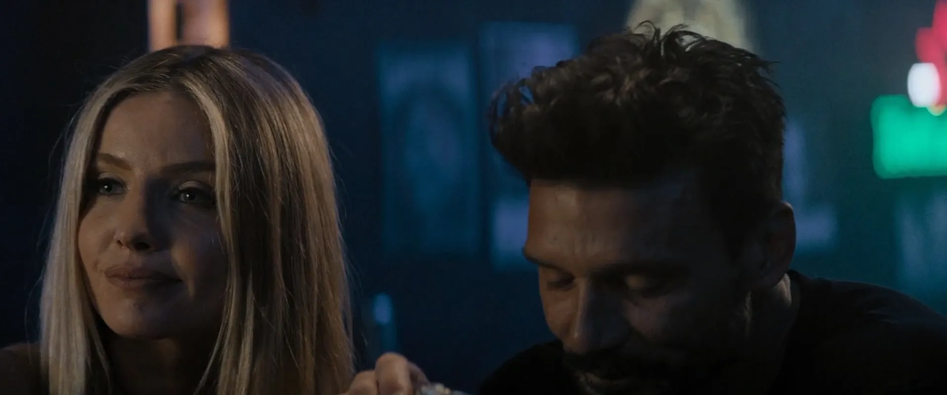 Frank Grillo and Annabelle Wallis in Boss Level (2020)