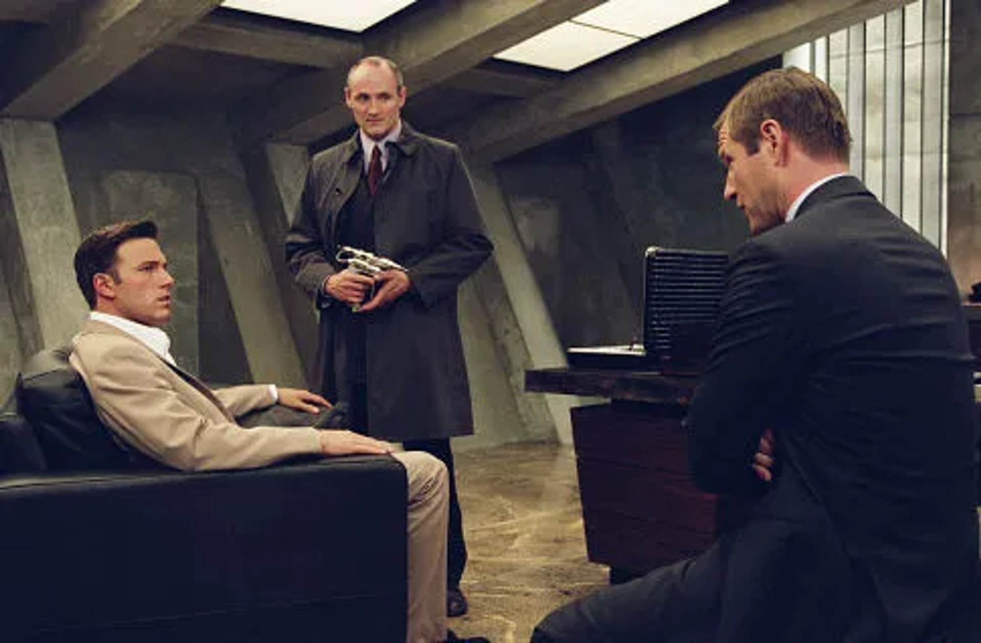 Ben Affleck, Aaron Eckhart, and Colm Feore in Paycheck (2003)