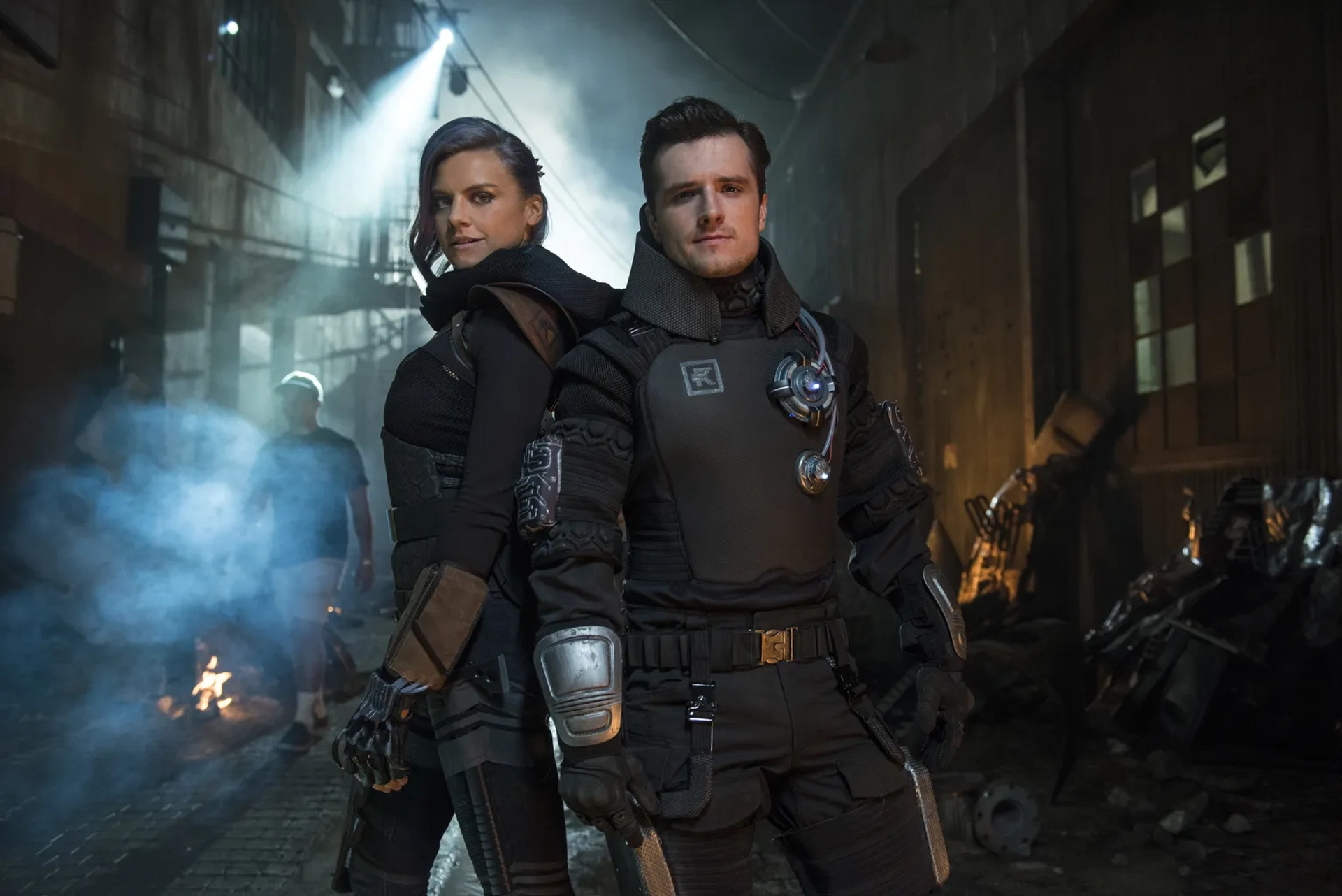 Josh Hutcherson and Eliza Coupe in Future Man (2017)