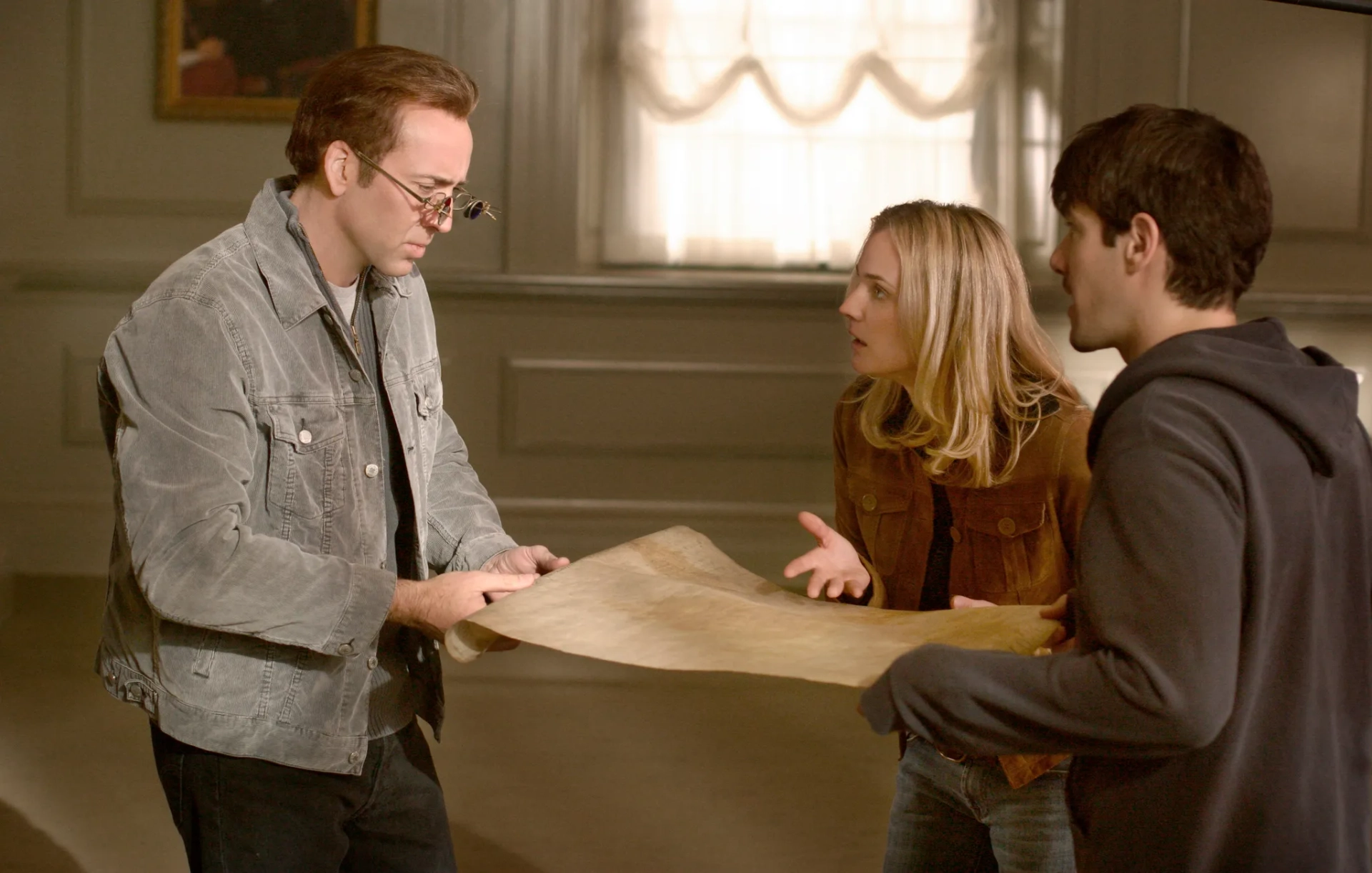 Nicolas Cage, Justin Bartha, and Diane Kruger in National Treasure (2004)