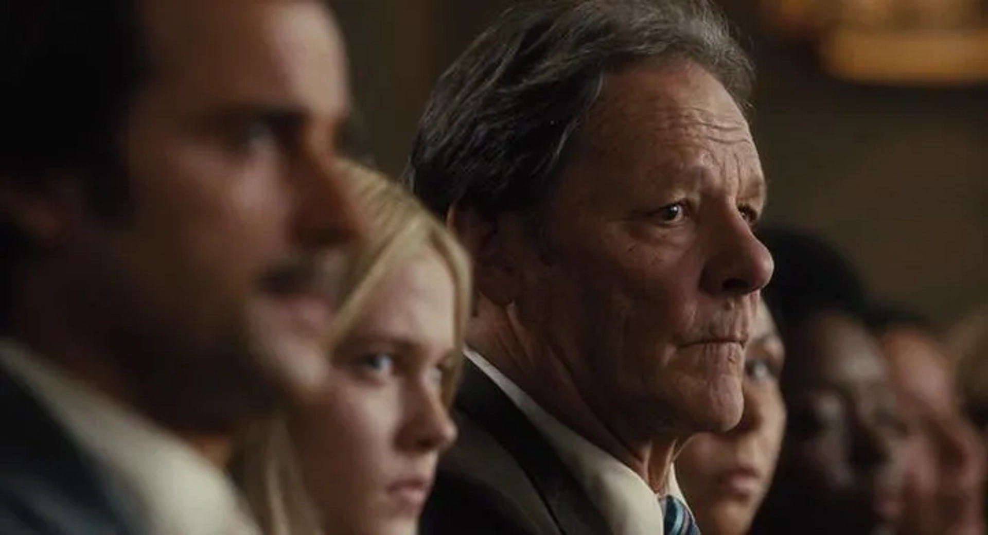Chris Mulkey, Justin Theroux, and Cailee Spaeny in On the Basis of Sex (2018)
