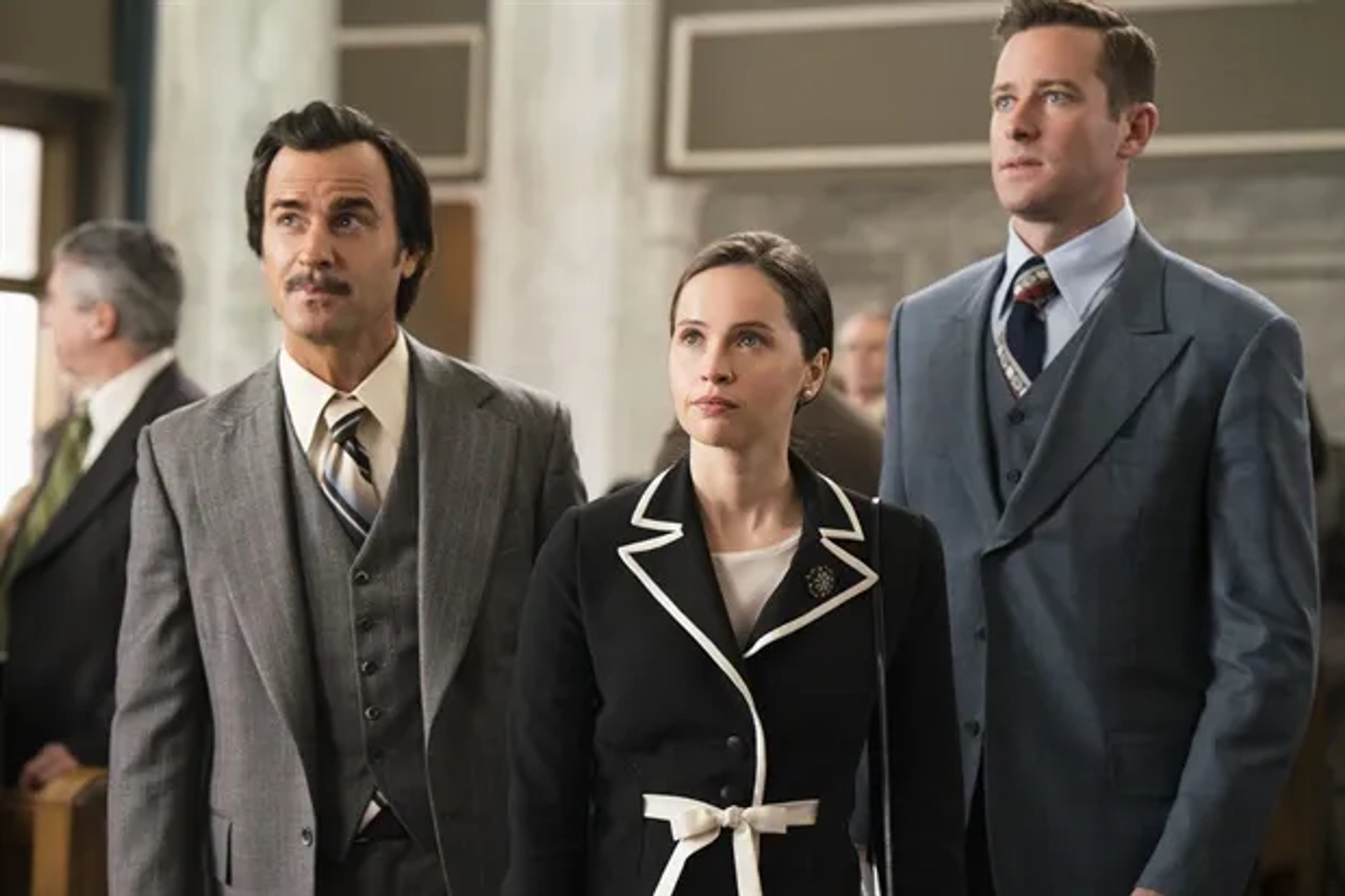Felicity Jones, Justin Theroux, and Armie Hammer in On the Basis of Sex (2018)