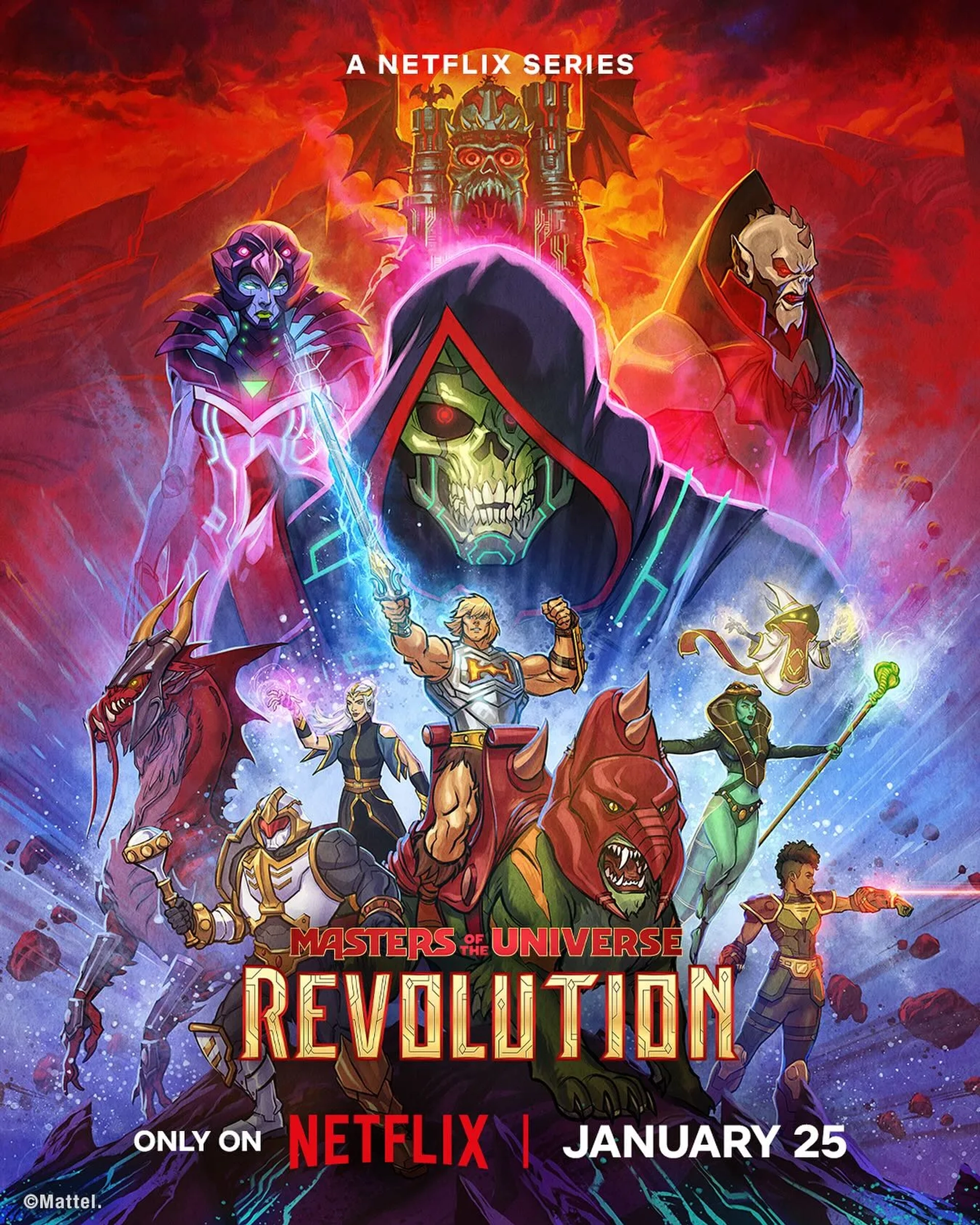 Mark Hamill, Keith David, Stephen Root, Griffin Newman, and Chris Wood in Masters of the Universe: Revolution (2024)