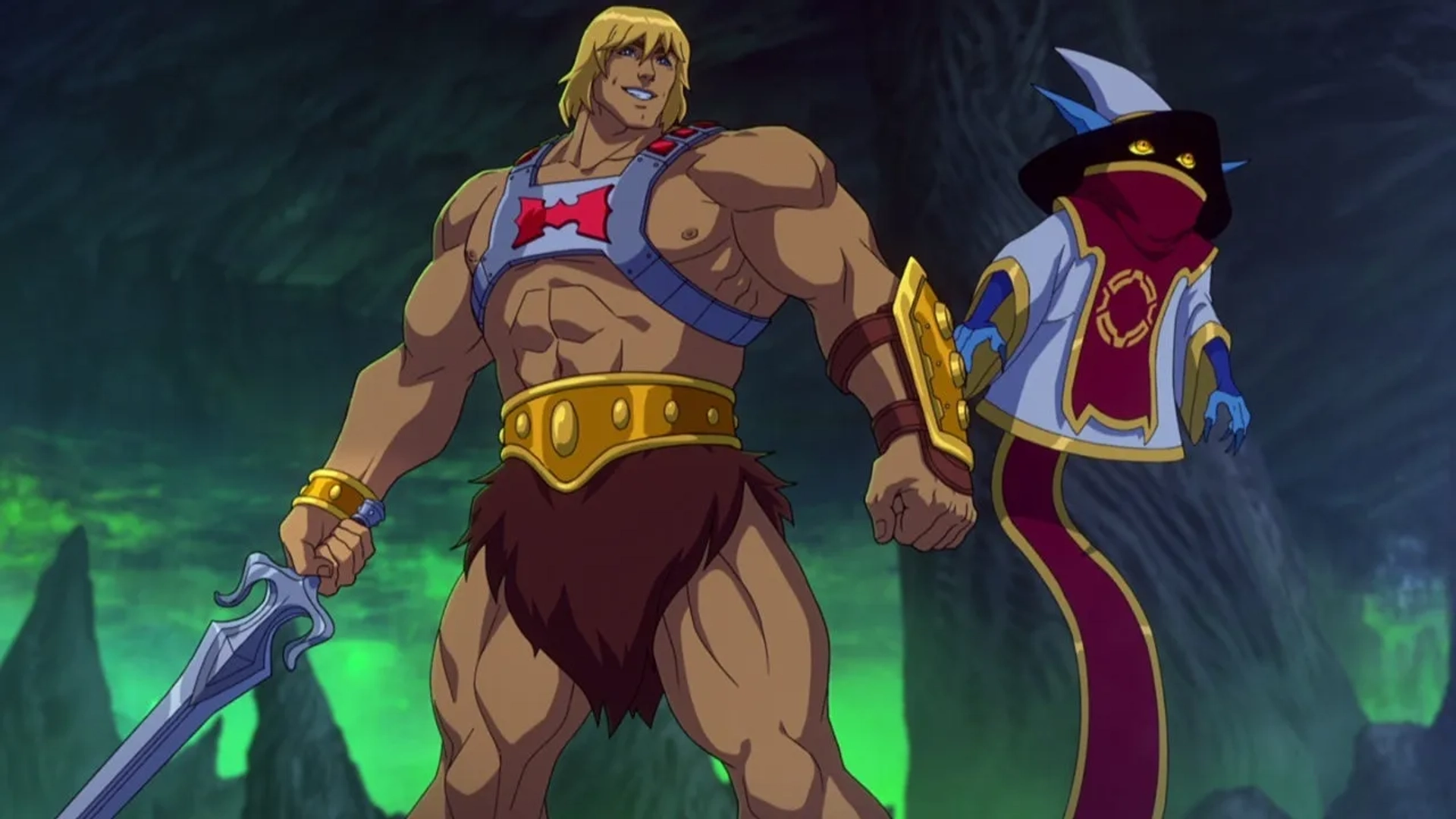 Griffin Newman and Chris Wood in Masters of the Universe: Revolution (2024)
