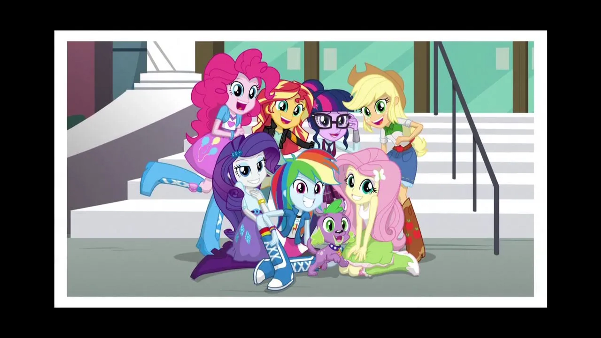 Tara Strong, Tabitha St. Germain, Andrea Libman, Cathy Weseluck, Rebecca Shoichet, and Ashleigh Ball in My Little Pony: Equestria Girls - Friendship Games (2015)