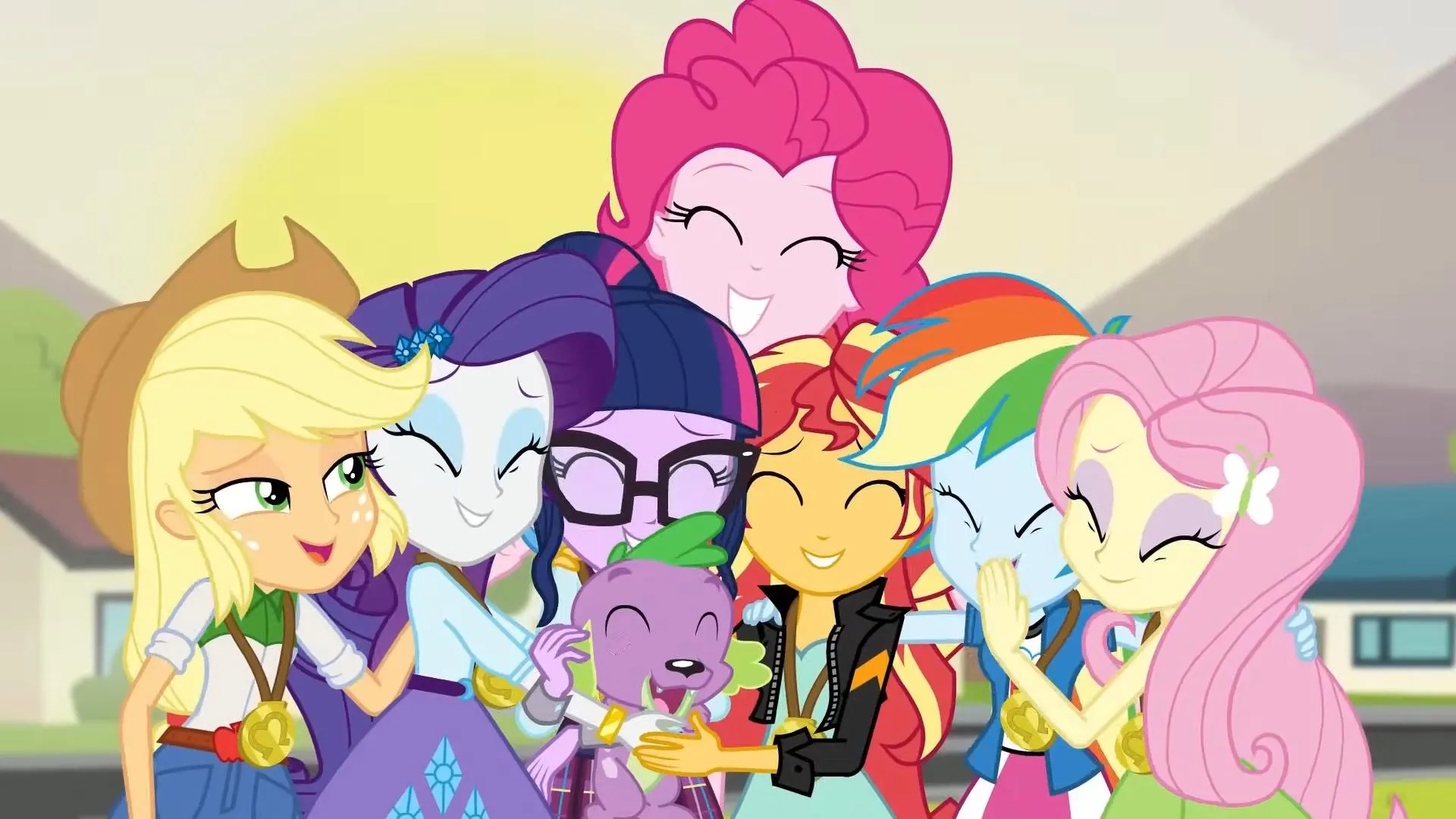 Tara Strong, Tabitha St. Germain, Andrea Libman, Cathy Weseluck, Rebecca Shoichet, and Ashleigh Ball in My Little Pony: Equestria Girls - Friendship Games (2015)