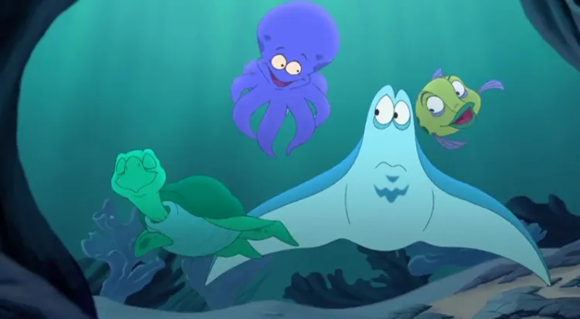 Jim Cummings, Rob Paulsen, and Kevin Michael Richardson in The Little Mermaid: Ariel's Beginning (2008)