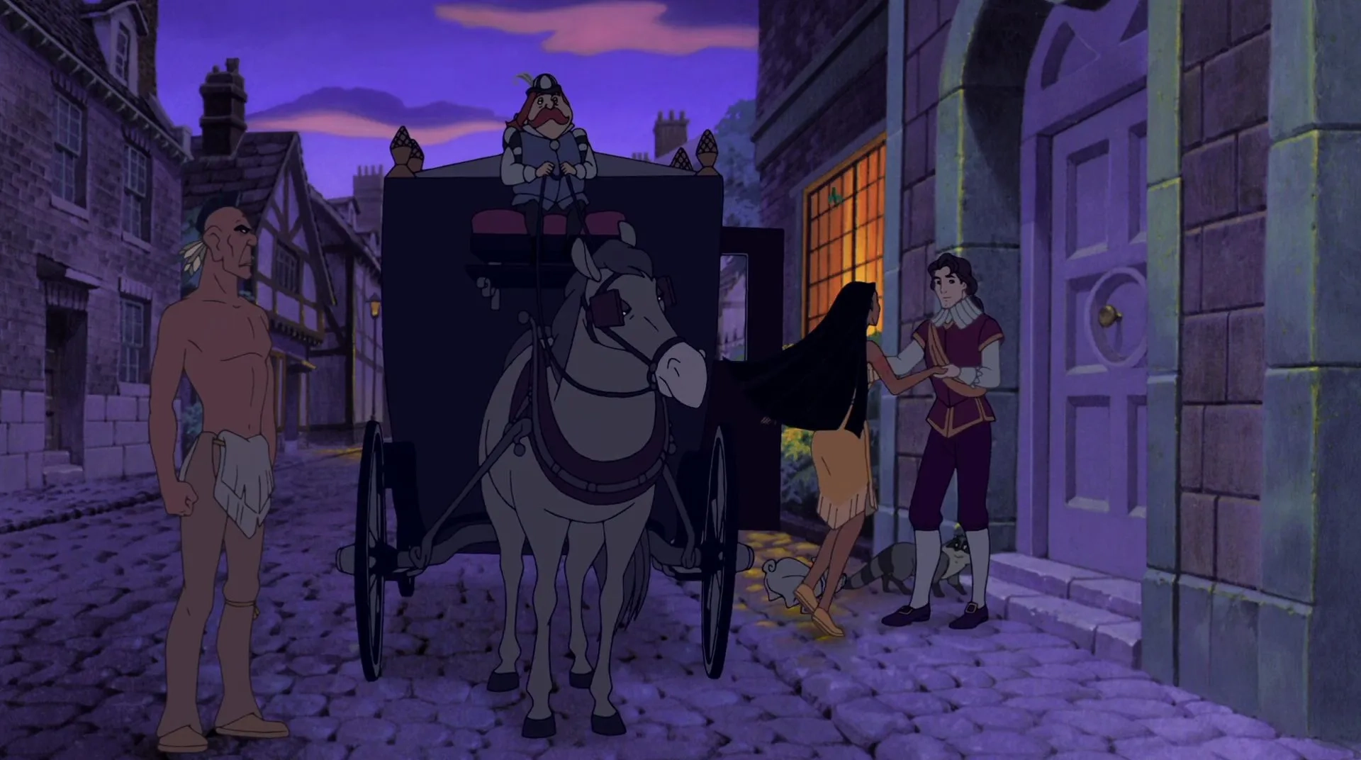 Billy Zane, Brad Garrett, and Irene Bedard in Pocahontas 2: Journey to a New World (1998)