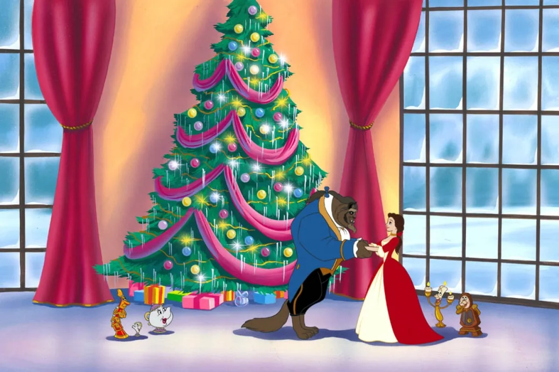 Paul Reubens, Robby Benson, Angela Lansbury, Jerry Orbach, David Ogden Stiers, Haley Joel Osment, Andrew Keenan-Bolger, and Paige O'Hara in Beauty and the Beast: The Enchanted Christmas (1997)