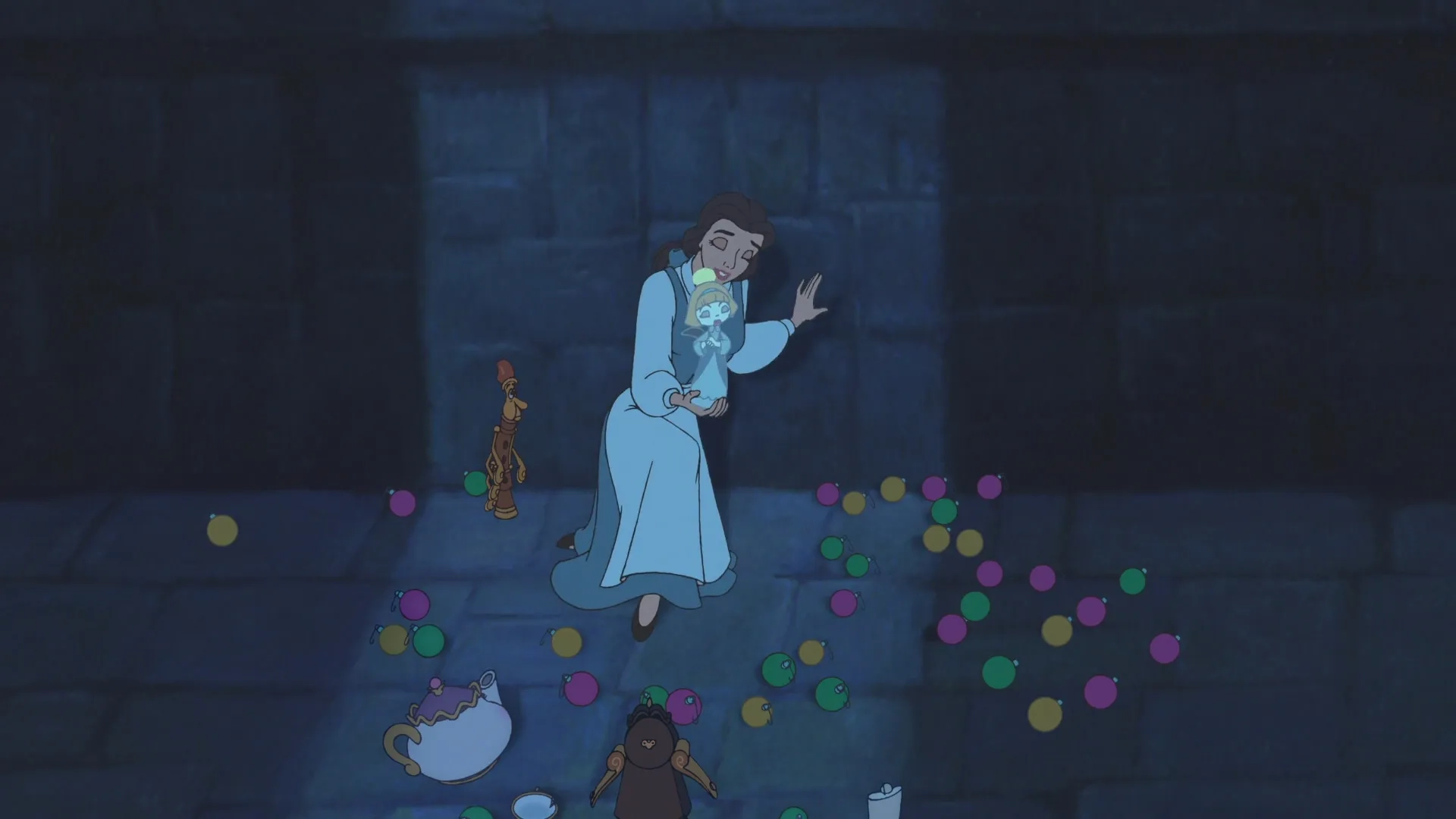 Paul Reubens, Angela Lansbury, Jerry Orbach, Bernadette Peters, David Ogden Stiers, Haley Joel Osment, Andrew Keenan-Bolger, and Paige O'Hara in Beauty and the Beast: The Enchanted Christmas (1997)